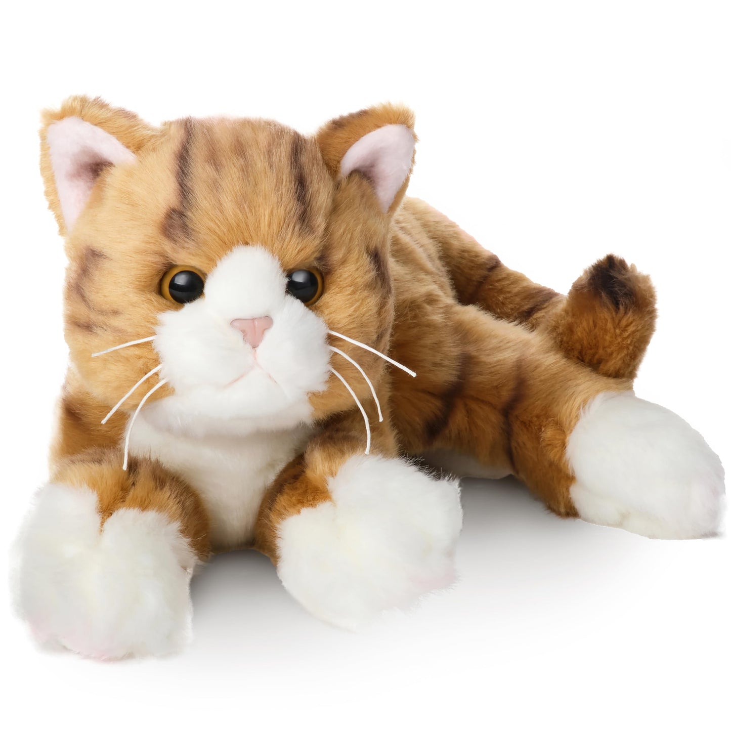 Bearington Tabby Cat Plush 15in – Realistic Orange Striped Kitten, Soft Fur & Floppy Body
