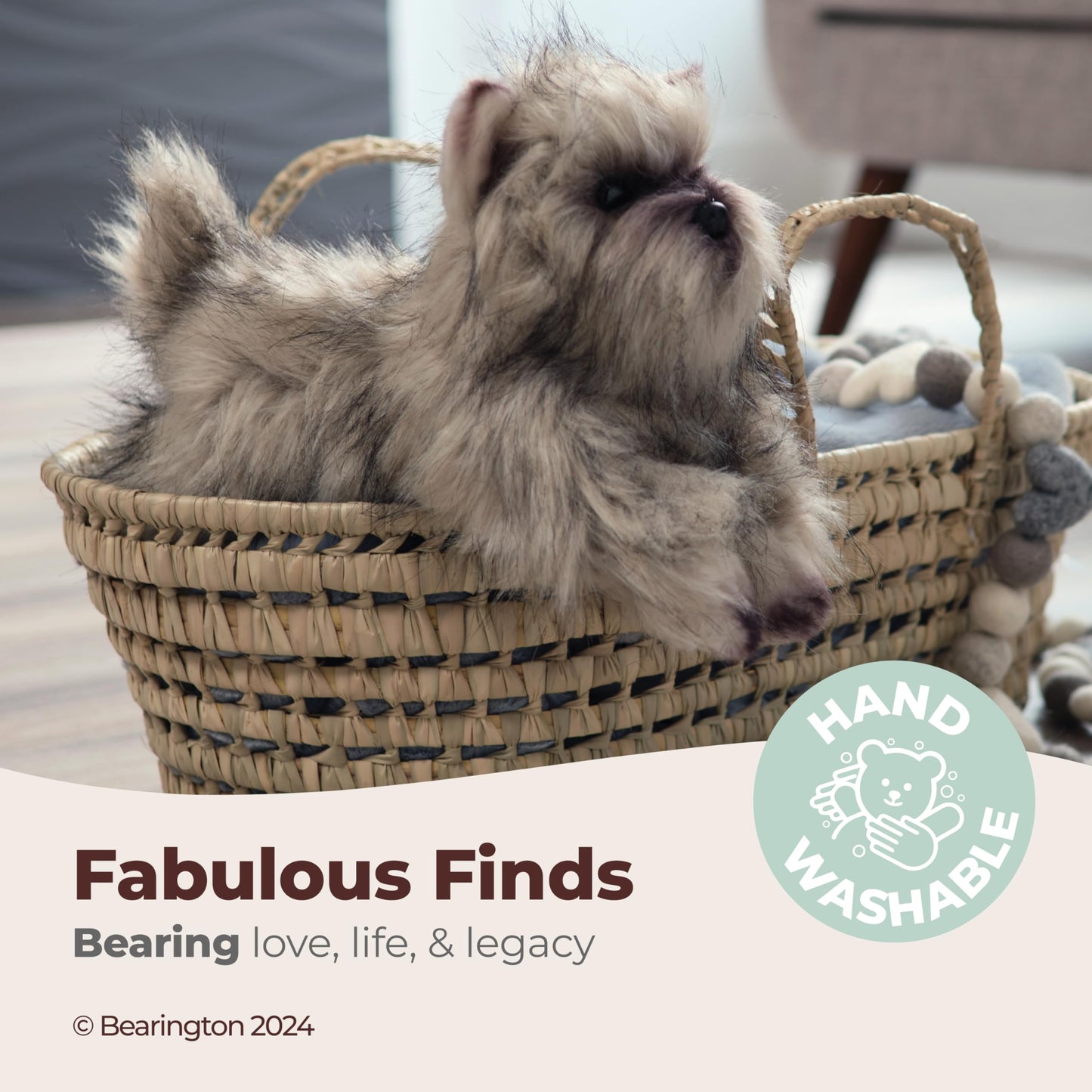 Bearington Terri Cairn Terrier Plush - 13-Inch Realistic Stuffed Dog with Soft Fur