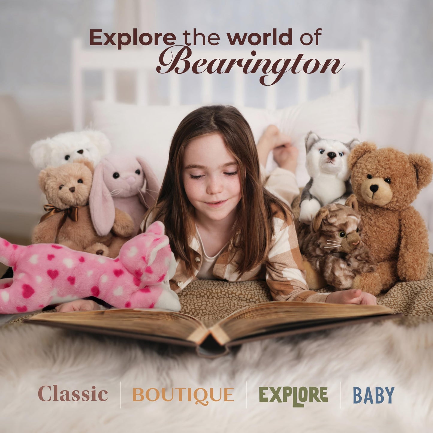 Bearington Valentine Kitty Pink Heart Plush – 9-Inch Soft Cat Toy Gift