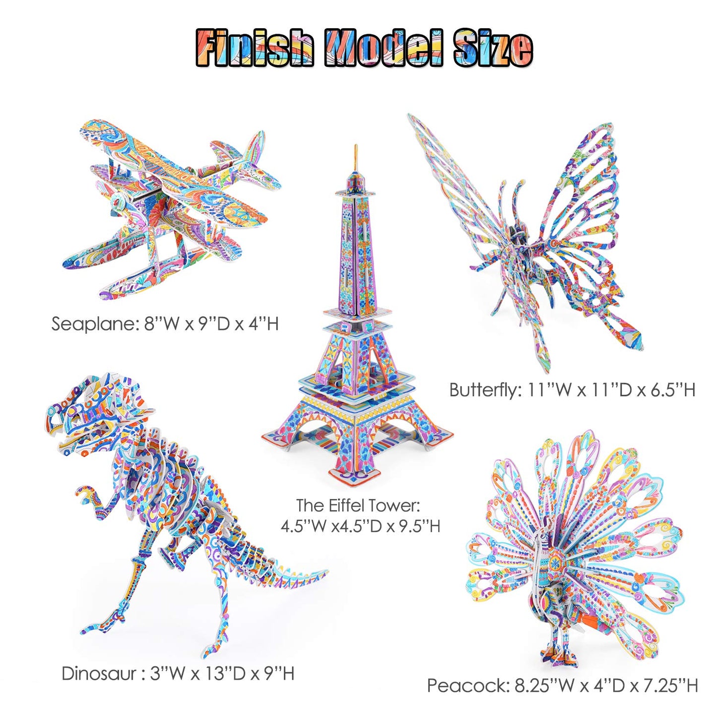 BEARUN 3D Coloring Puzzle Set – STEM Art & DIY Crafts for Kids Ages 6-12