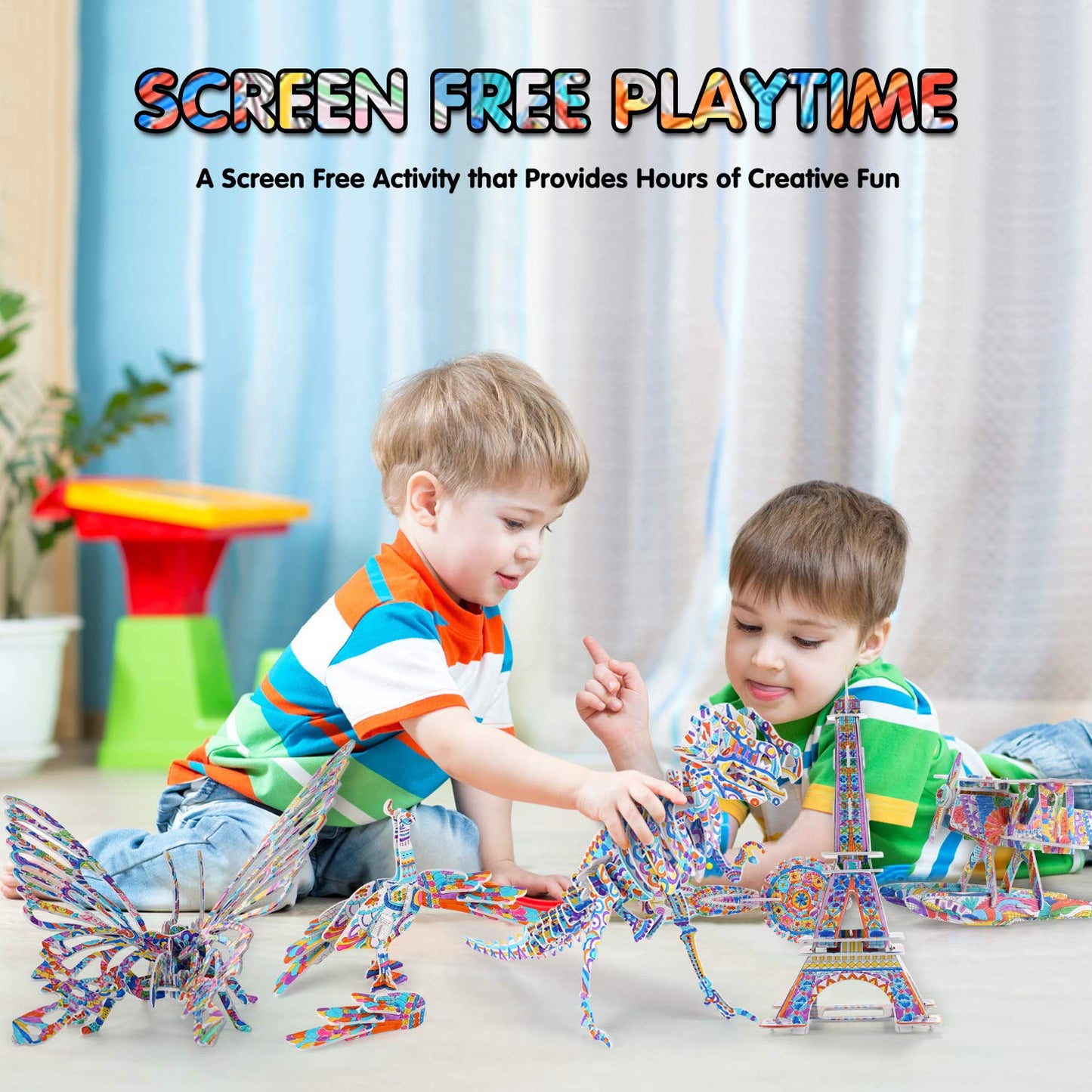 BEARUN 3D Coloring Puzzle Set – Creative STEM Art Kit for Kids Aged 6-12