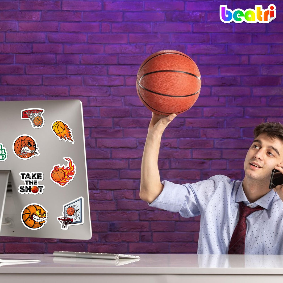 BEATRI Basketball Stickers – 50 Unique Non-Repeating Vinyl Decals for Laptop, Water Bottle, Skateboard