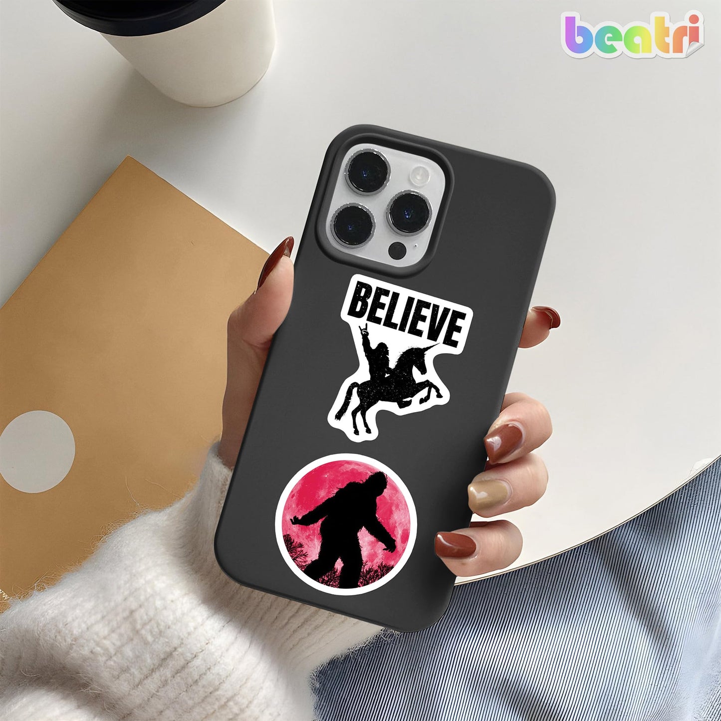 BEATRI Bigfoot Stickers 50Pcs – Waterproof Outdoor Vinyl Decals for Water Bottles, Luggage, Skateboards