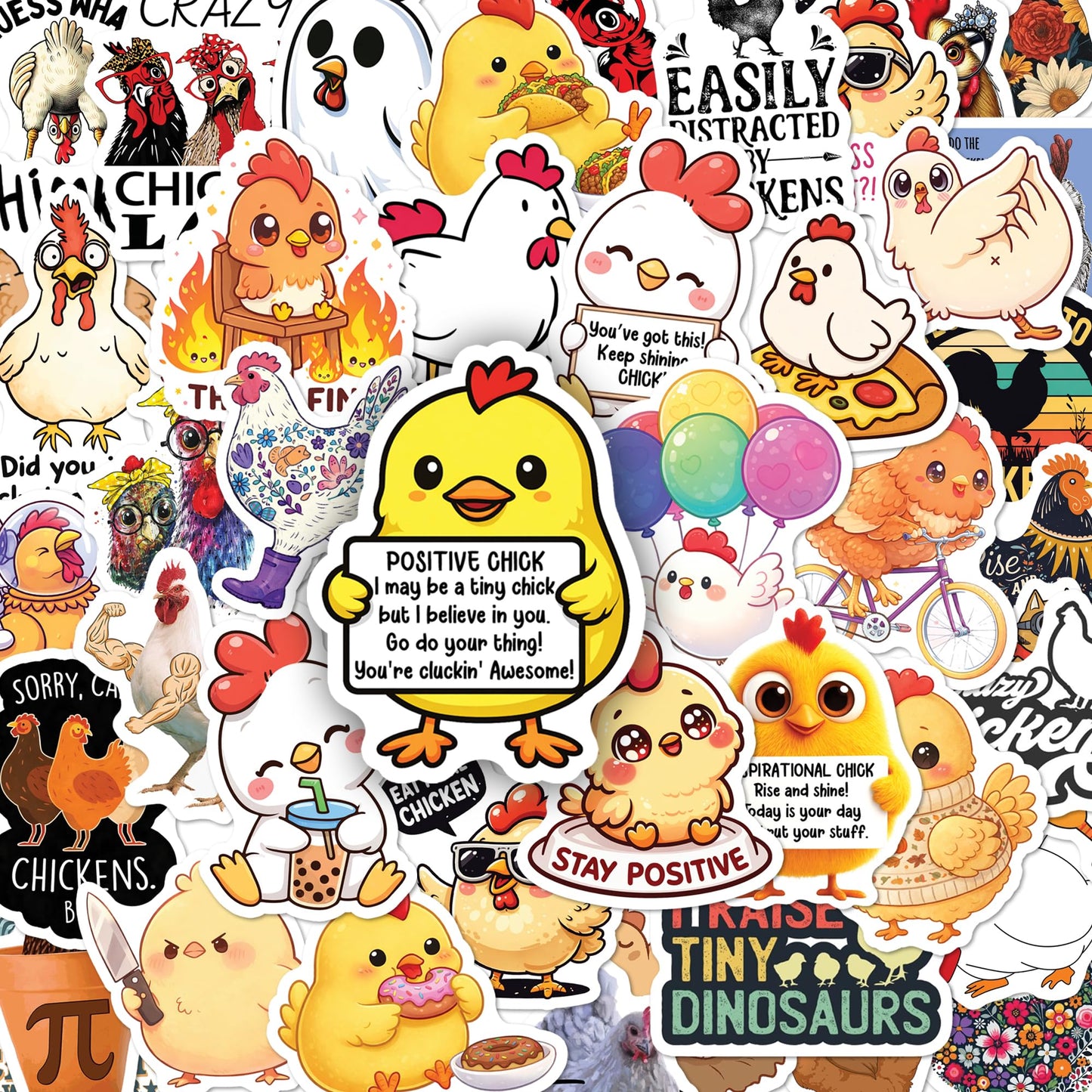 BEATRI Funny Chicken Stickers 50 Pcs – Waterproof Vinyl Decals for Laptop, Bottle, Skateboard & Travel Gear