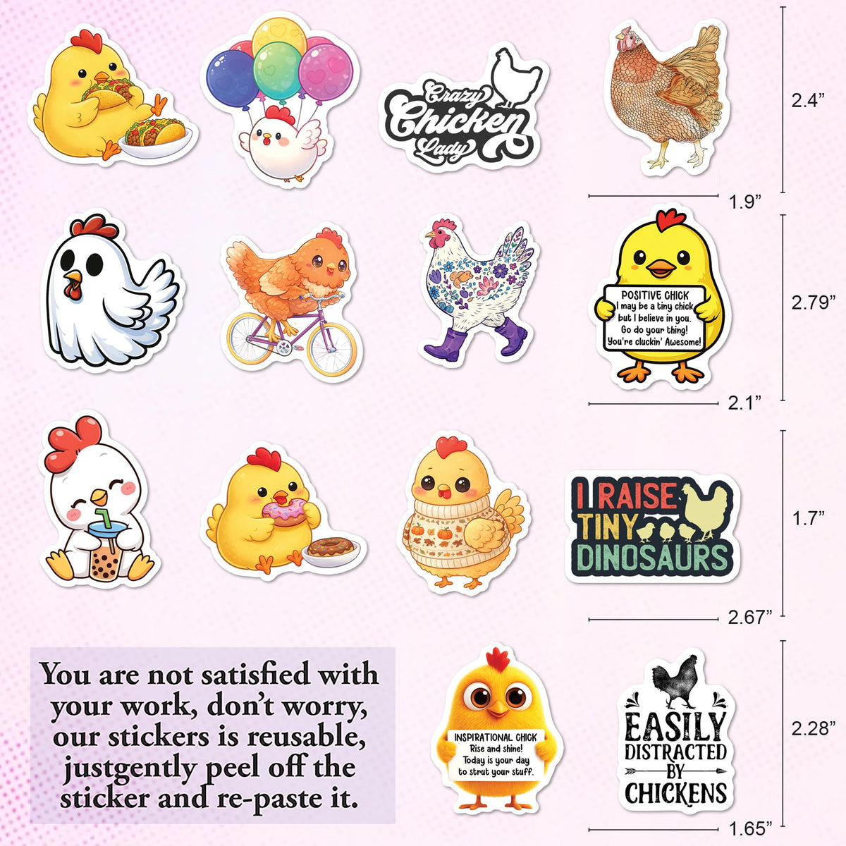 BEATRI Funny Chicken Stickers 50 Pcs – Waterproof Vinyl Decals for Laptop, Bottle, Skateboard & Travel Gear