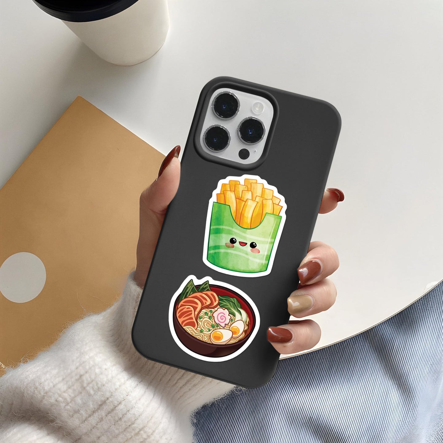 BEATRI Cute Food Stickers – 50Pcs Non-Repeating Waterproof Vinyl Decals for Laptop, Water Bottle, Skateboard & Travel Gear