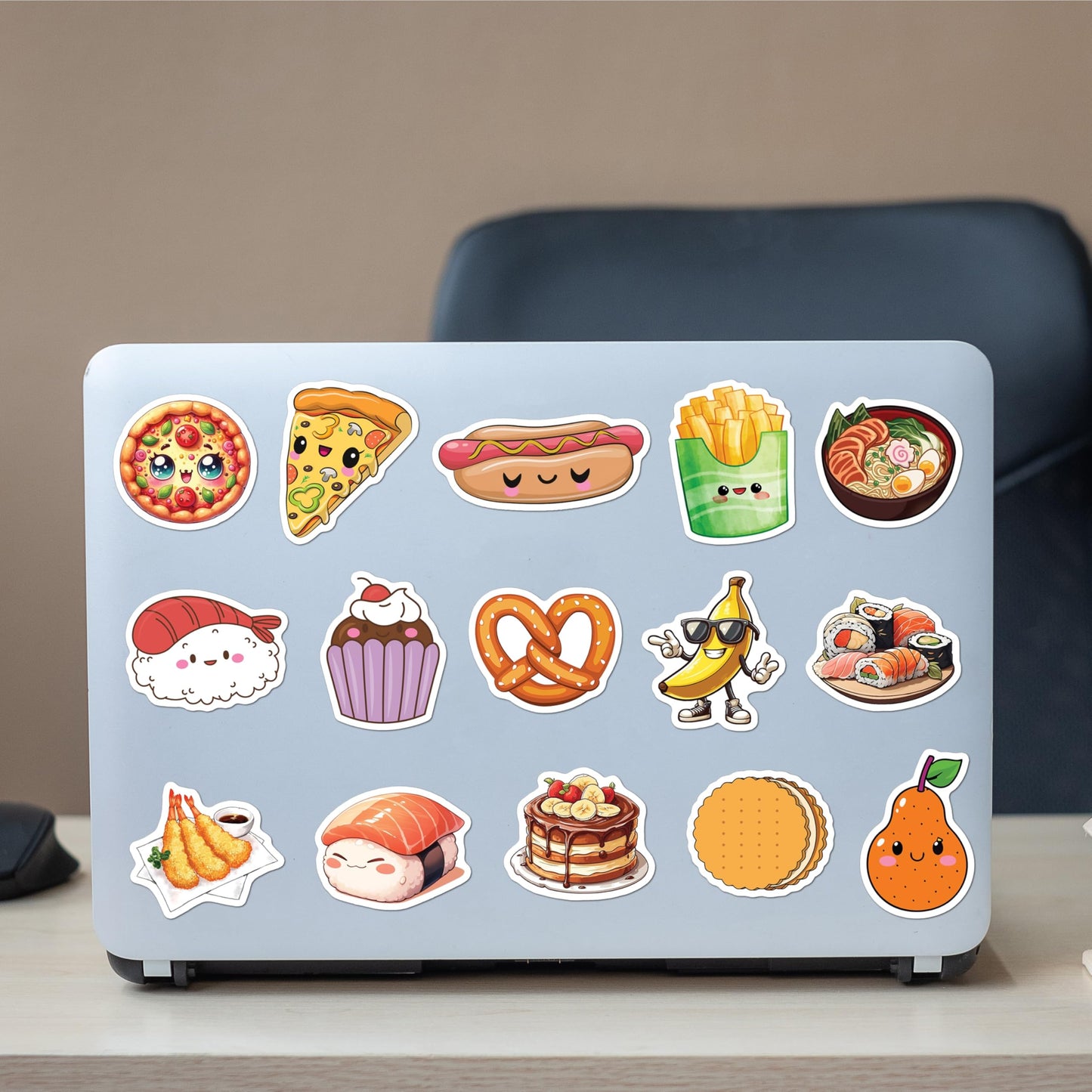 BEATRI Cute Food Stickers – 50Pcs Non-Repeating Waterproof Vinyl Decals for Laptop, Water Bottle, Skateboard & Travel Gear