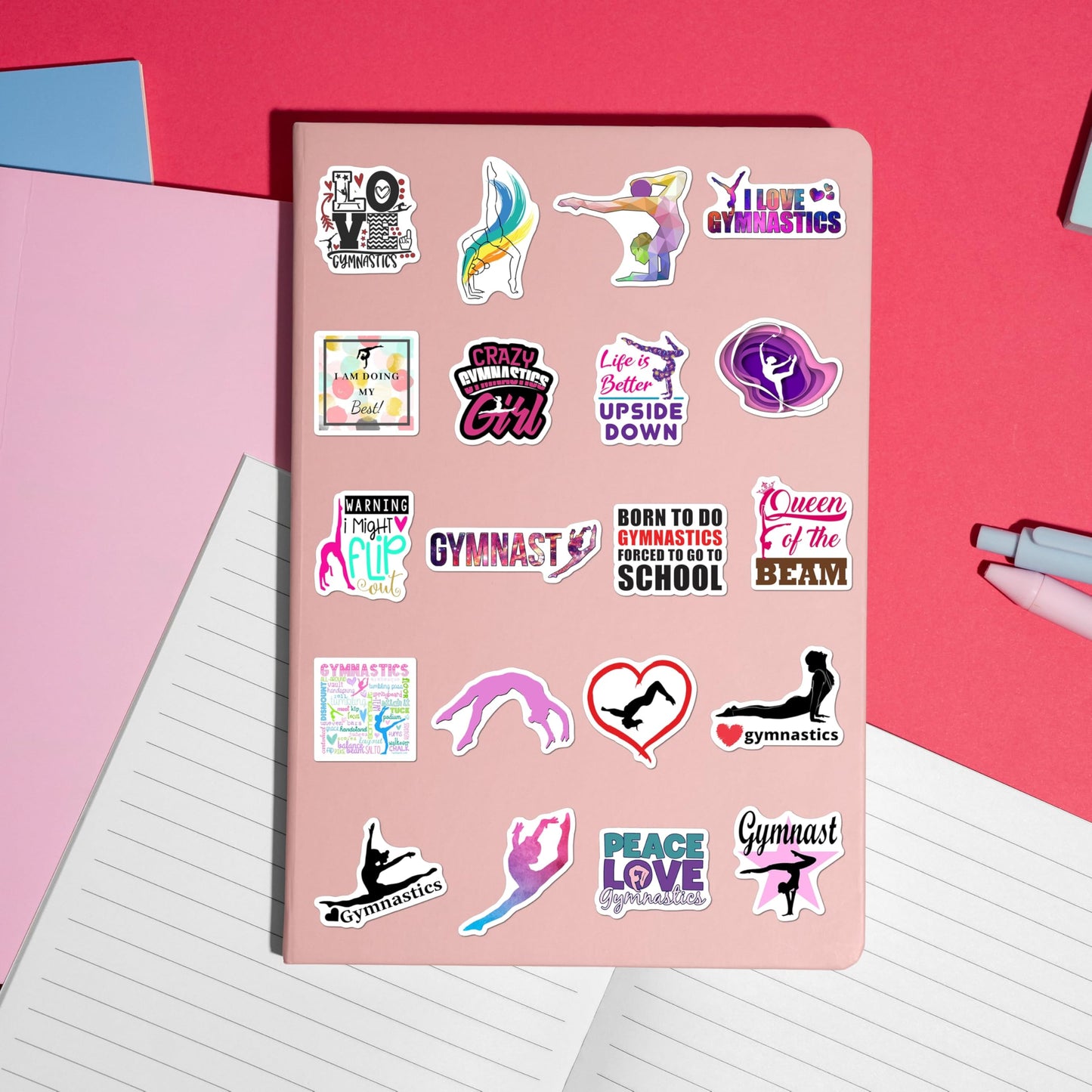 BEATRI Gymnastics Stickers, 50Pcs Vinyl Waterproof Decals for Laptop, Water Bottle, Luggage