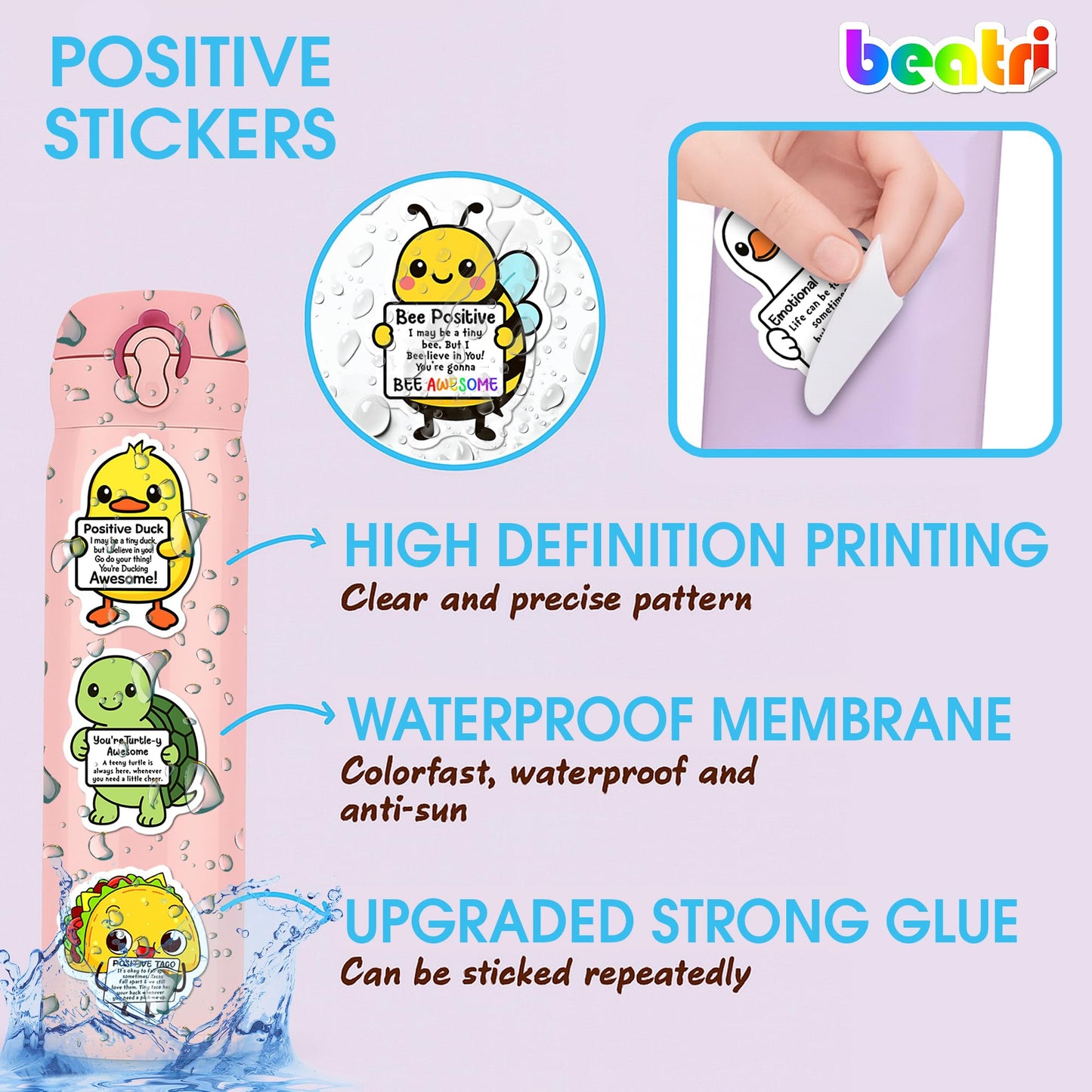 BEATRI Emotional Support Animal Stickers – 50 Waterproof Vinyl Decals for Laptop, Water Bottle & Travel Gear