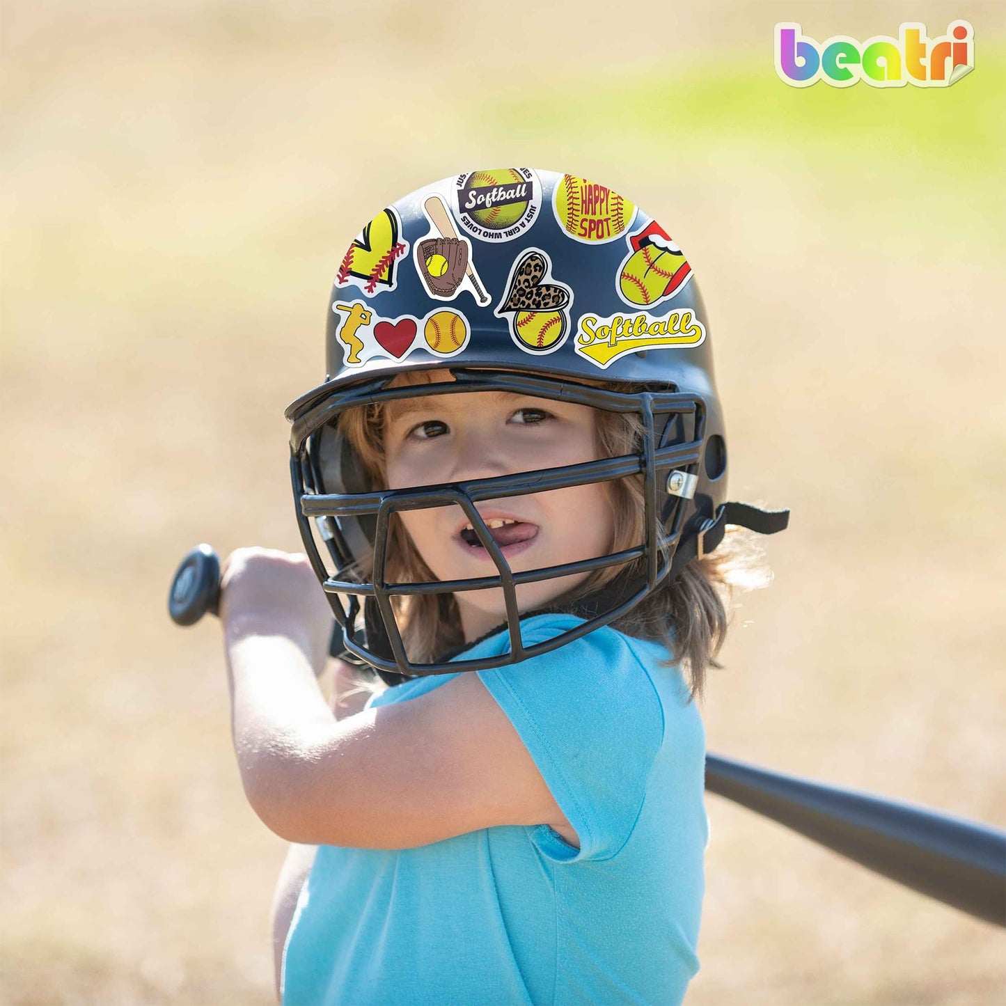 BEATRI Softball Stickers 50pc – Non-Repeating Vinyl Decals for Laptops, Bottles & Gear