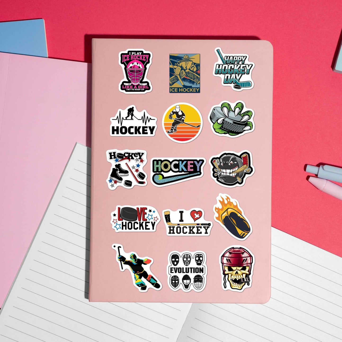 BEATRI Ice Hockey Stickers 50Pcs Waterproof Vinyl Decals for Laptops, Water Bottles, Skates & Travel Gear | Non-Repeating High-Definition Print