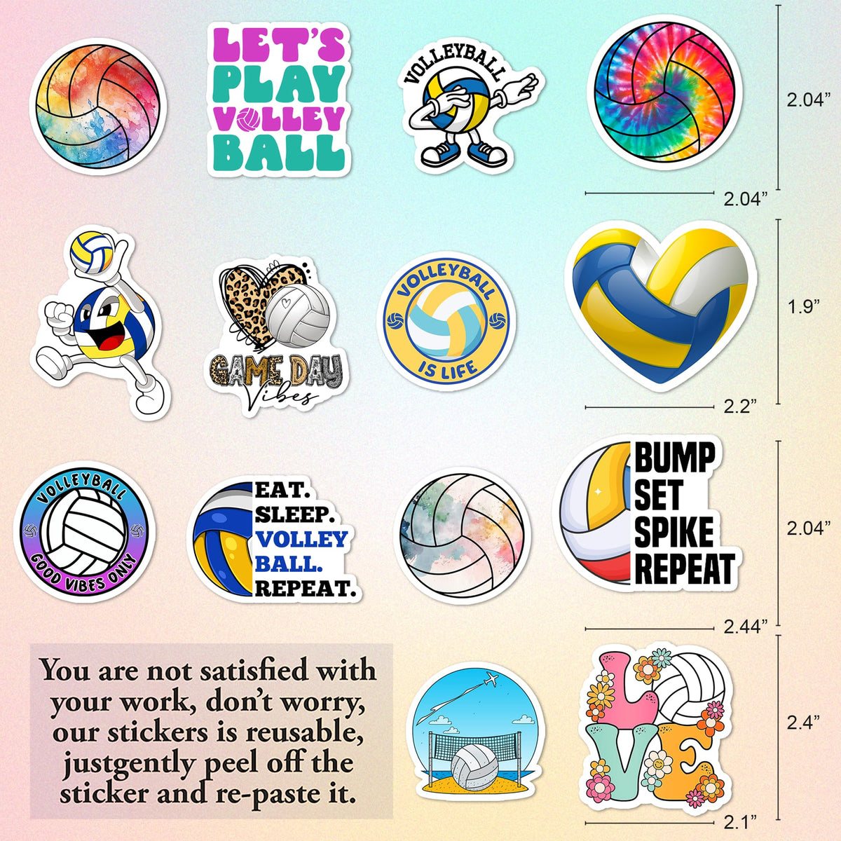 BEATRI Volleyball Stickers – 50 Non-Repeating HD Vinyl Decals for Laptops, Water Bottles & More