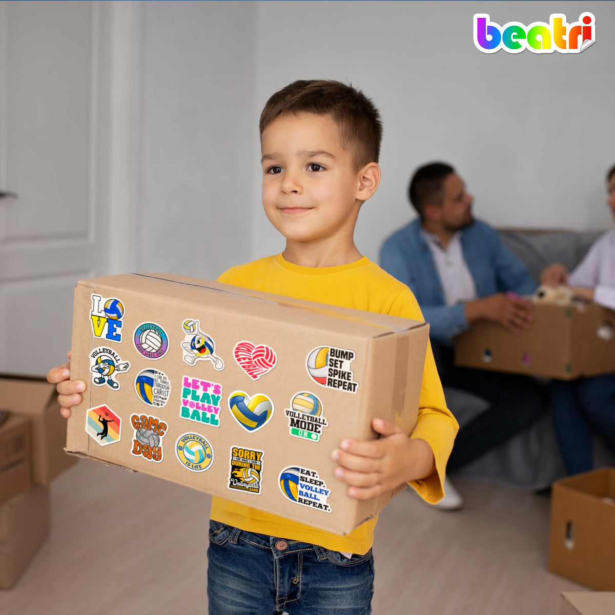 BEATRI Volleyball Stickers – 50 Non-Repeating HD Vinyl Decals for Laptops, Water Bottles & More