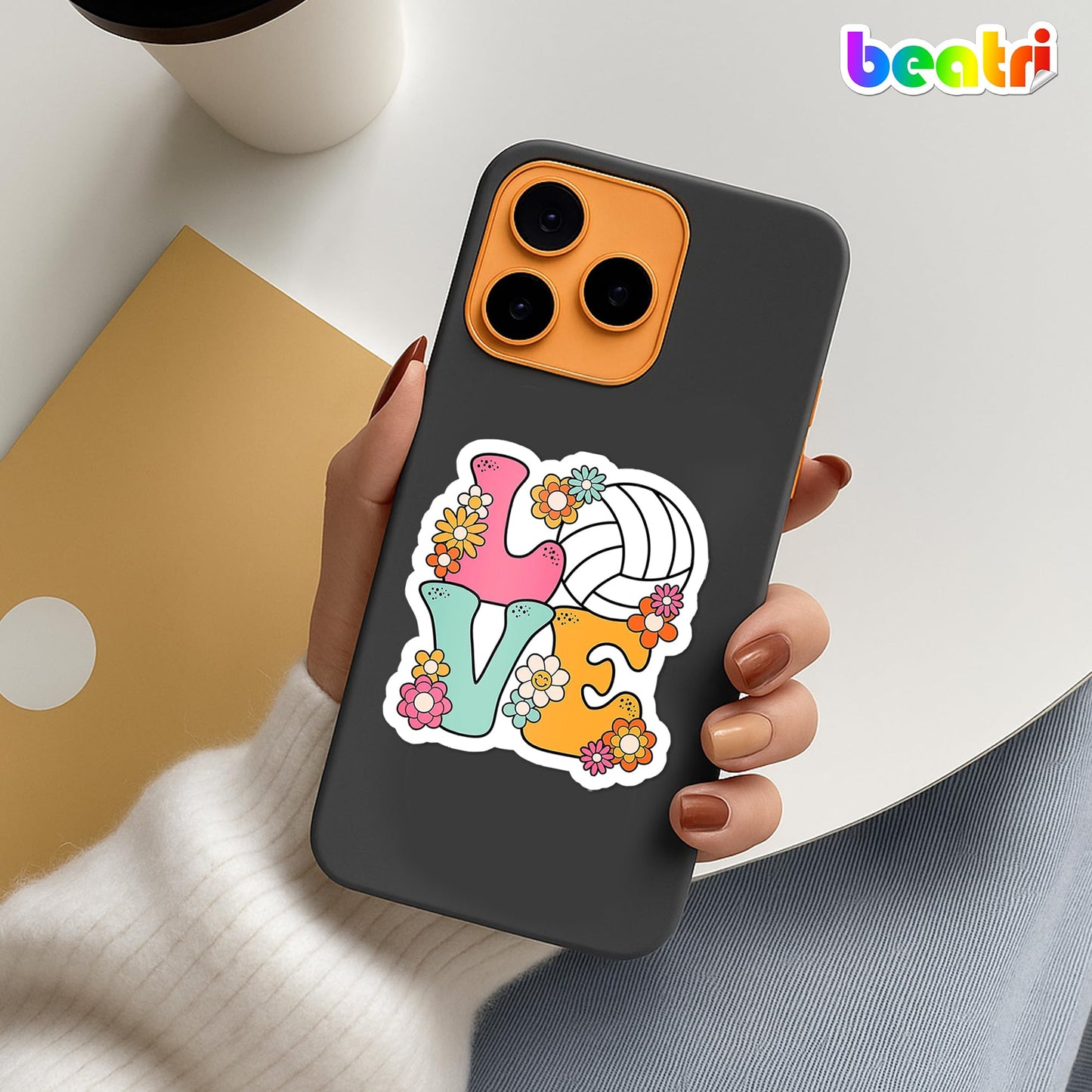 BEATRI Volleyball Stickers – 50 Non-Repeating HD Vinyl Decals for Laptops, Water Bottles & More