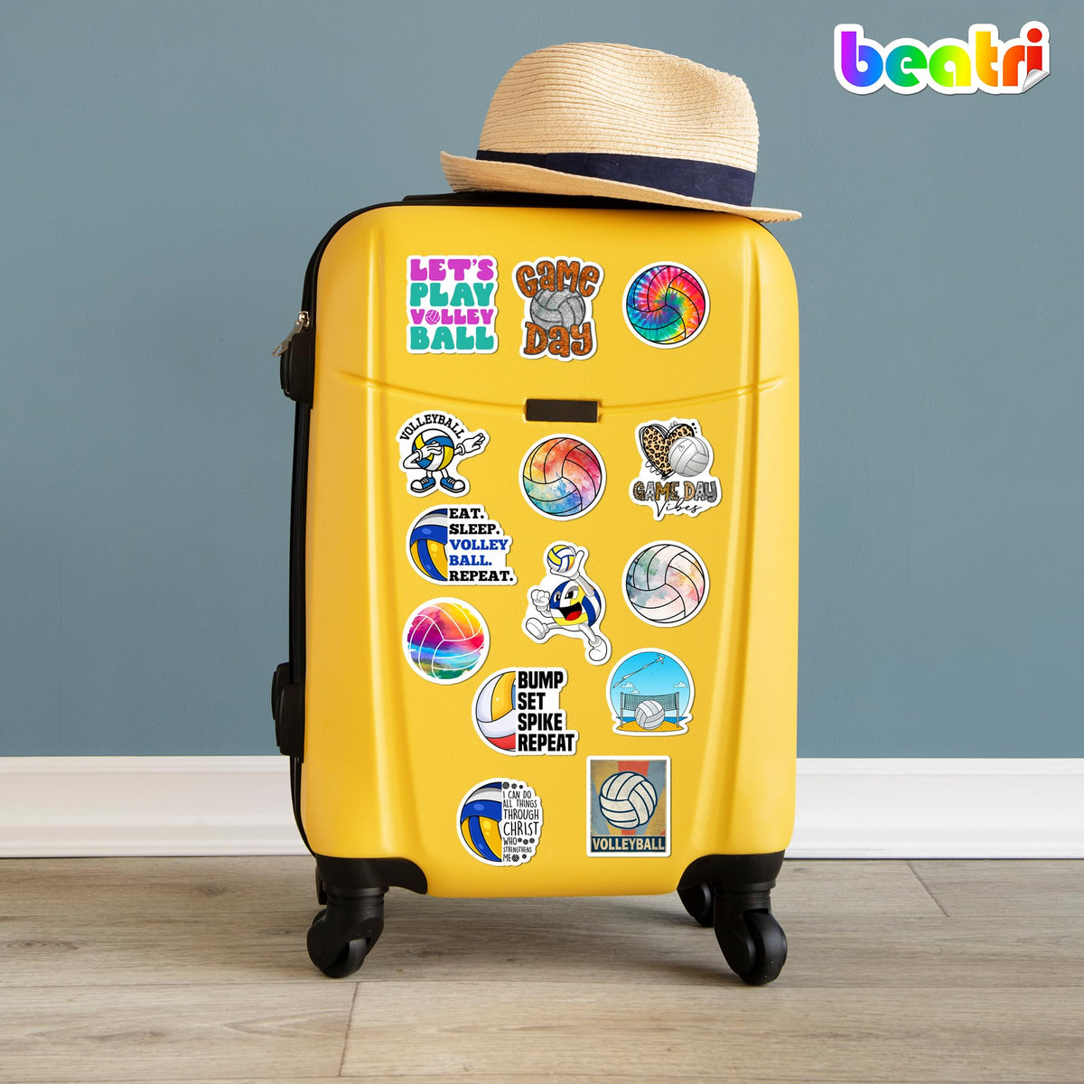 BEATRI Volleyball Stickers – 50 Non-Repeating HD Vinyl Decals for Laptops, Water Bottles & More