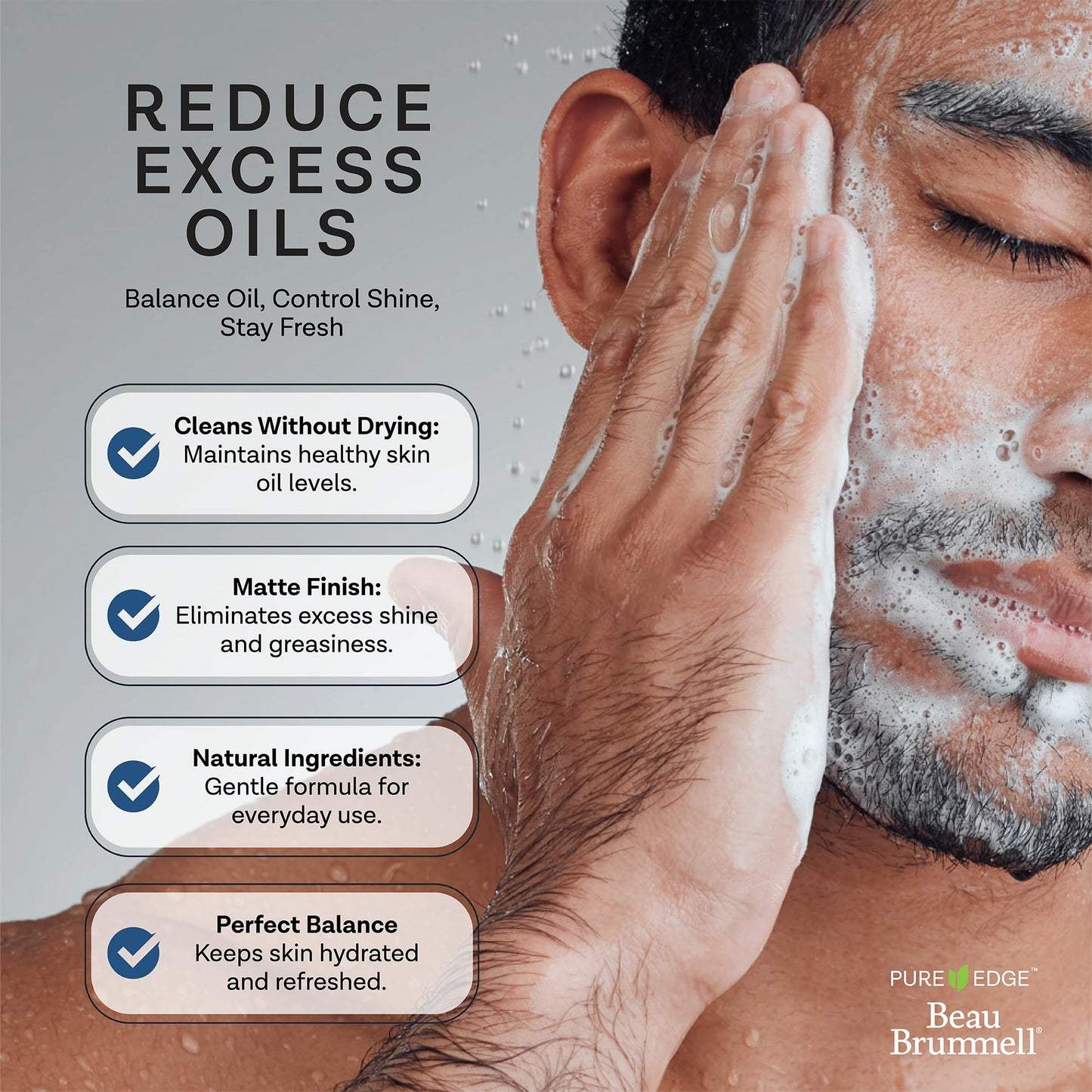 Beau Brummell Activated Charcoal Face Wash for Men | Hyaluronic Acid & Bamboo Powder