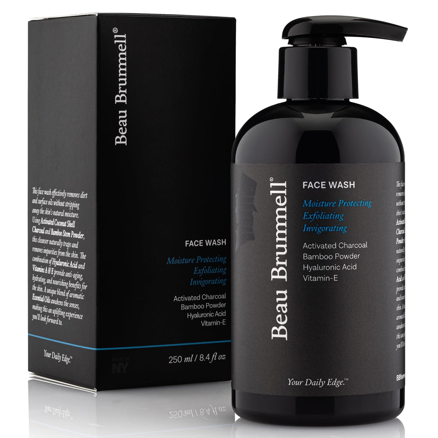 Beau Brummell Activated Charcoal Face Wash for Men | Hyaluronic Acid & Bamboo Powder