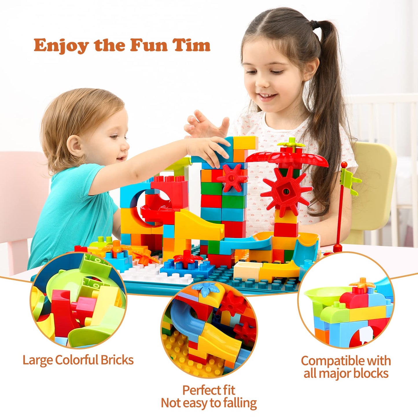 BEAURE 5-in-1 Multi Activity Table - Double-Sided Kids Table with 105-Piece Marble Run