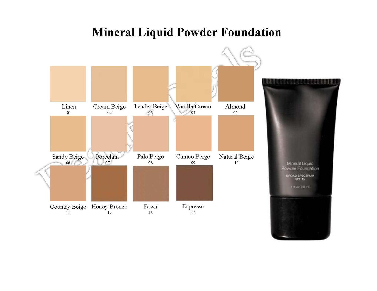 Beauty Deals Mineral Liquid Foundation SPF 15 Linen – Hypoallergenic & Oil-Free