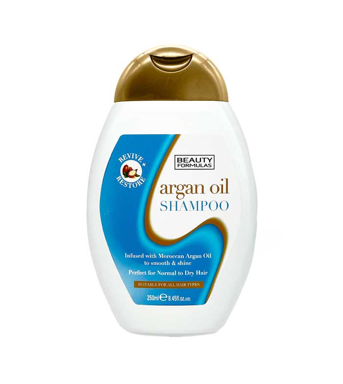 Beauty Formulas Argan Oil Shampoo 8.5 oz / 250 ml - For Hydrated, Healthy Hair