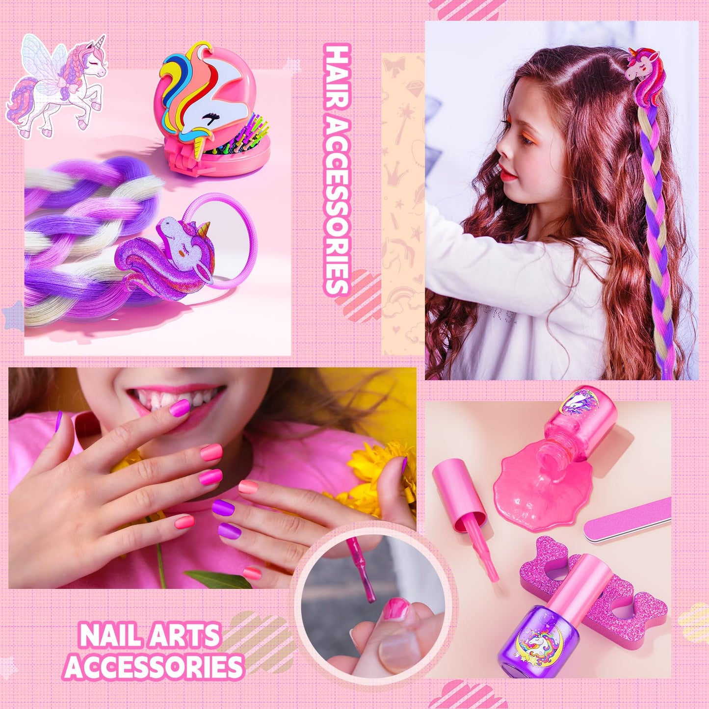 Beayuck Kids Makeup Kit for Girls – Washable, Flying Horse Case