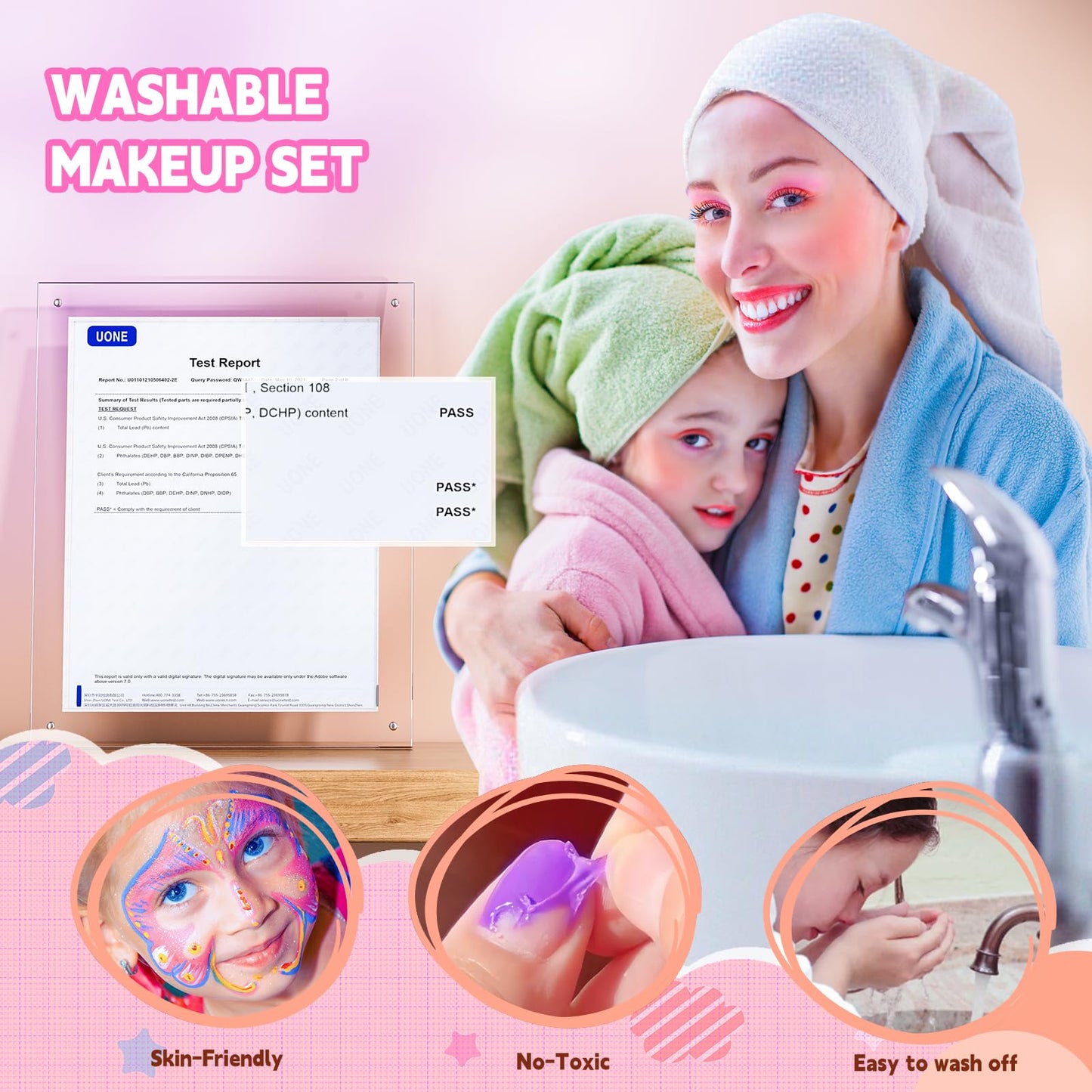Beayuck Kids Makeup Kit for Girls – Washable, Flying Horse Case
