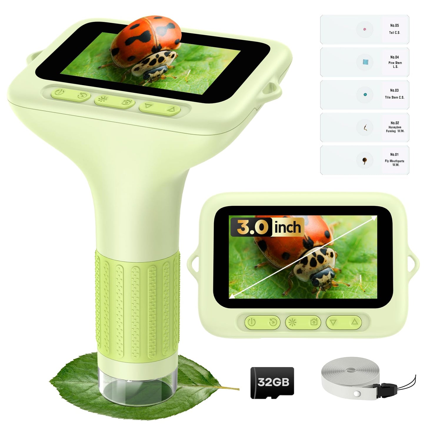 BEBANG 3.0-Inch Screen Digital Microscope for Kids — 1000X, Rechargeable Pocket Microscope