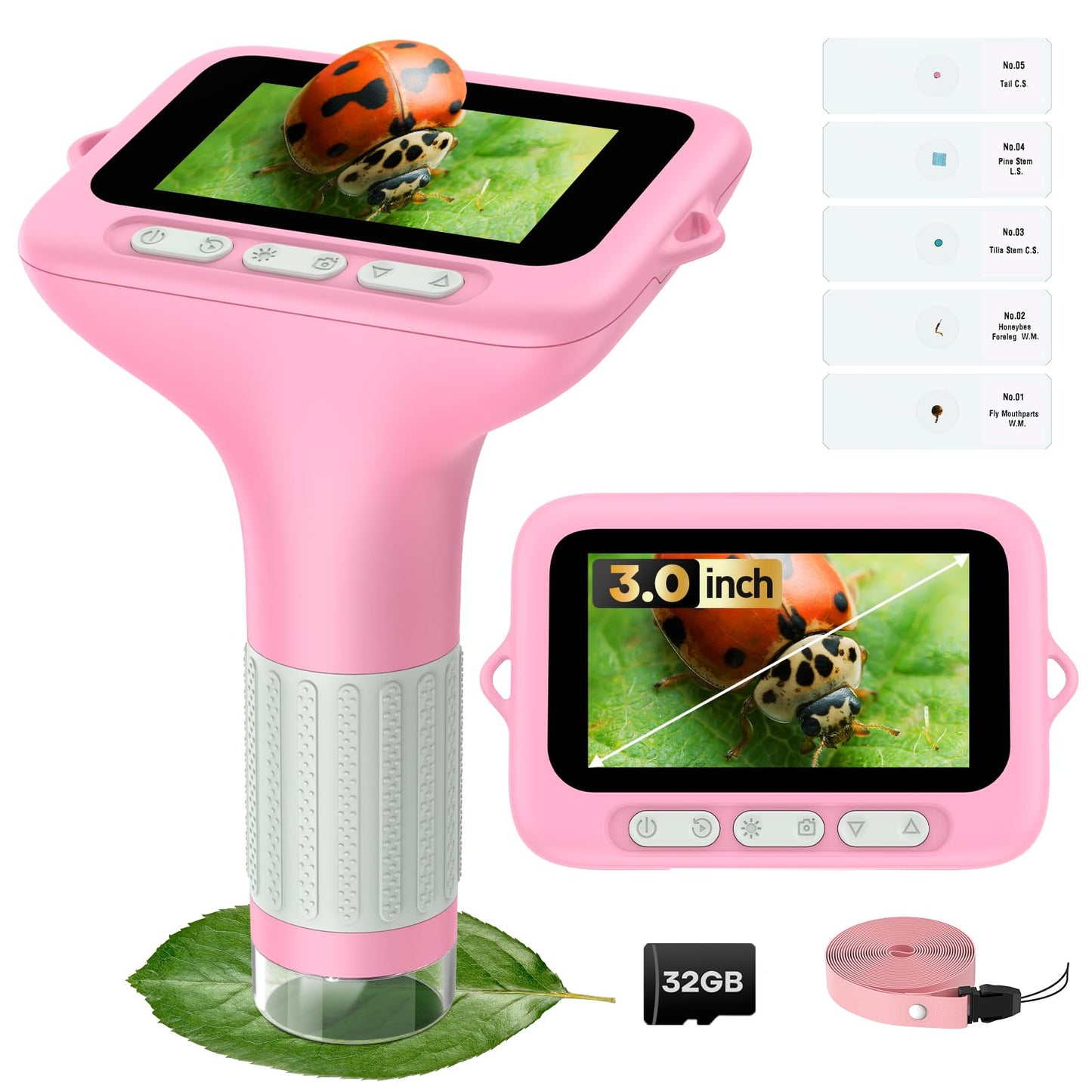 BEBANG 3-Inch Screen Digital Microscope for Kids - 1000X Mini Pocket STEM Toy