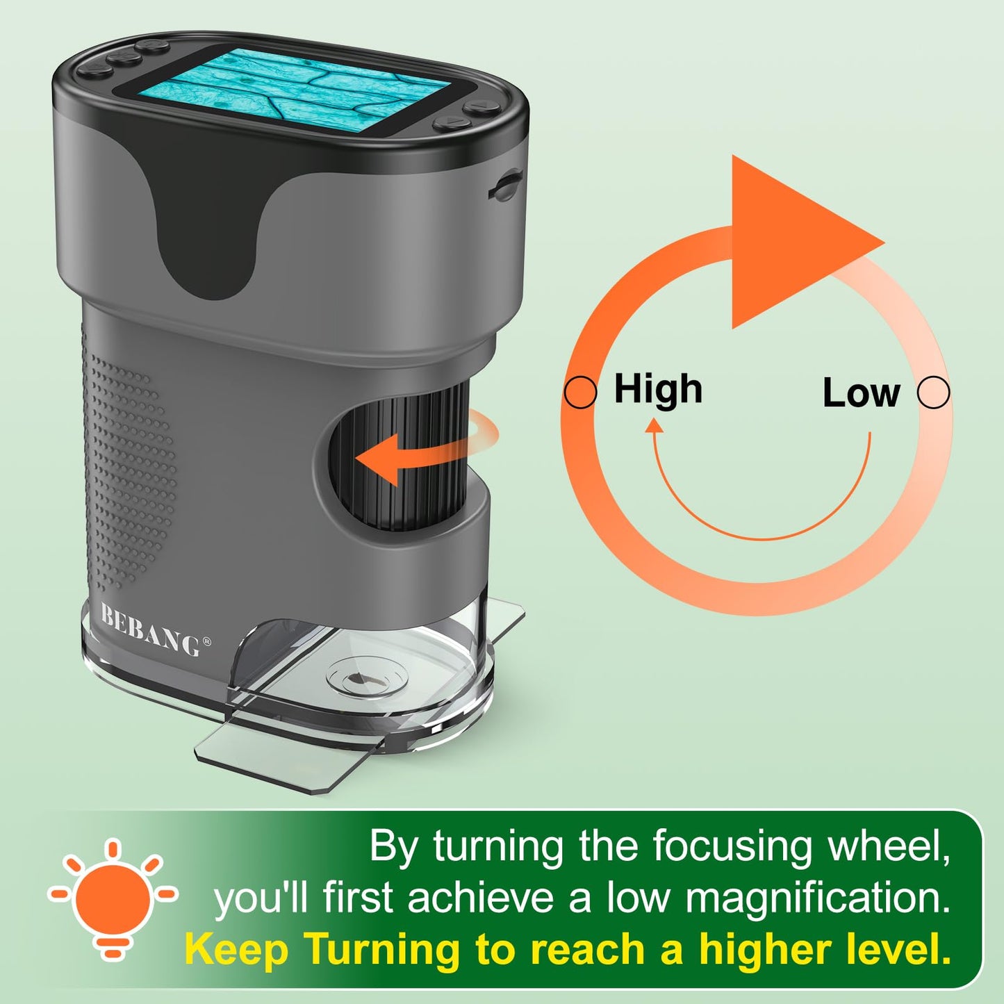 BEBANG 1000X Handheld Microscope – Portable Kids Microscope with Slides Kit