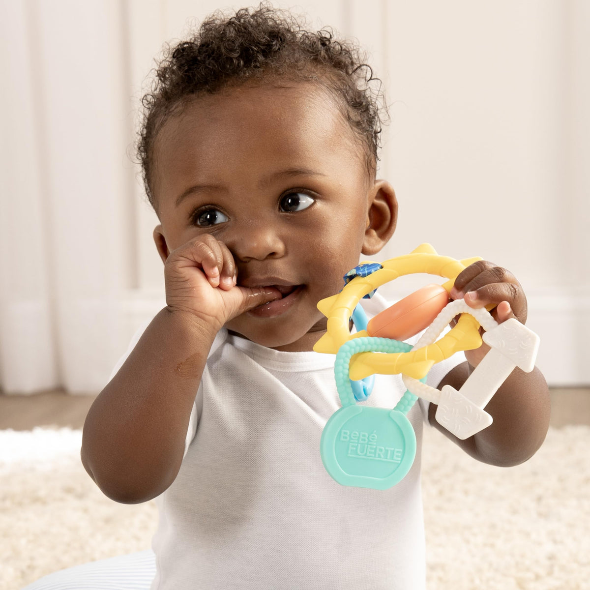 BEBÉ FUERTE Strong & Sunny Clip-On Stroller Toy by Robin Arzón – Teething & Travel Toy for Babies