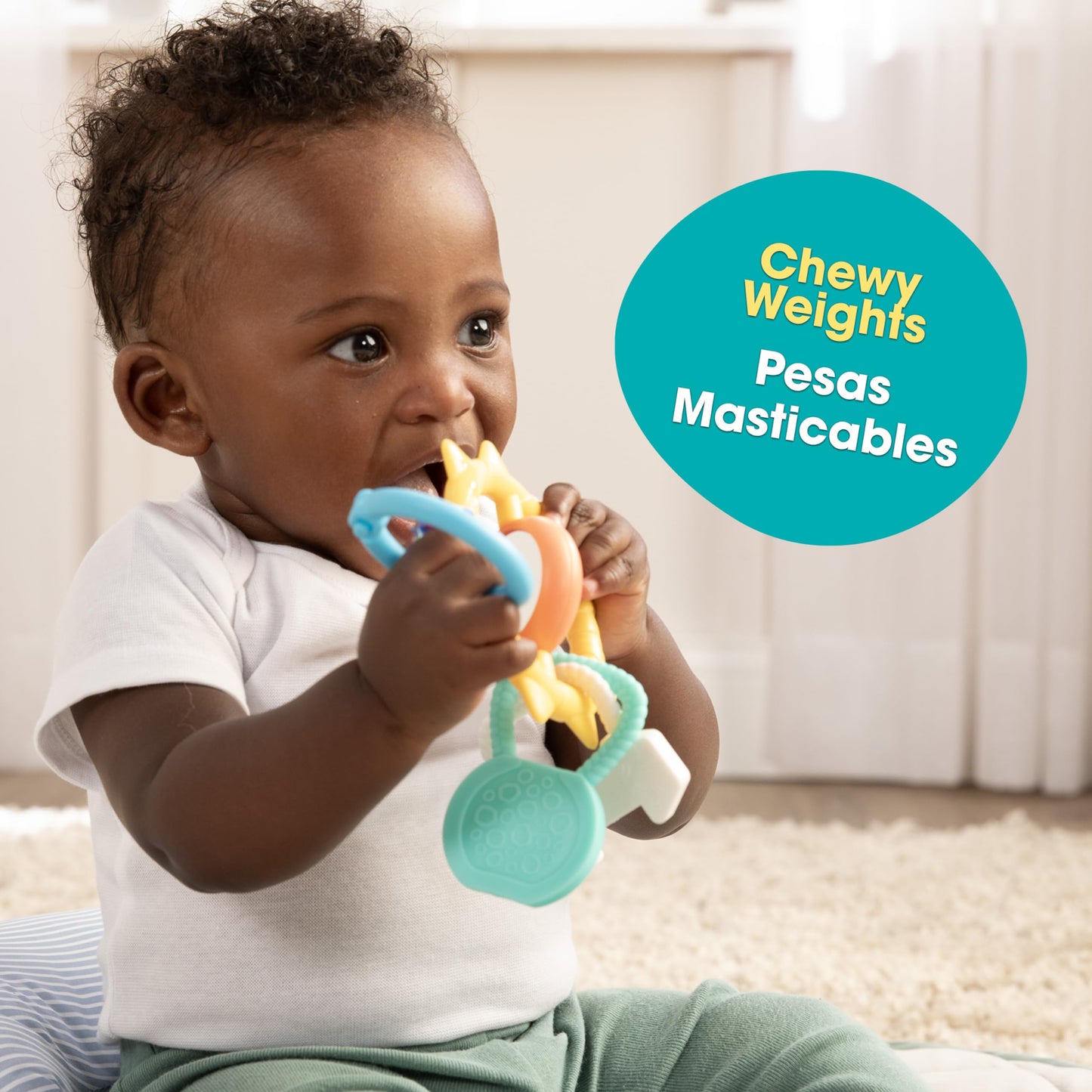 BEBÉ FUERTE Strong & Sunny Clip-On Stroller Toy by Robin Arzón – Teething & Travel Toy for Babies