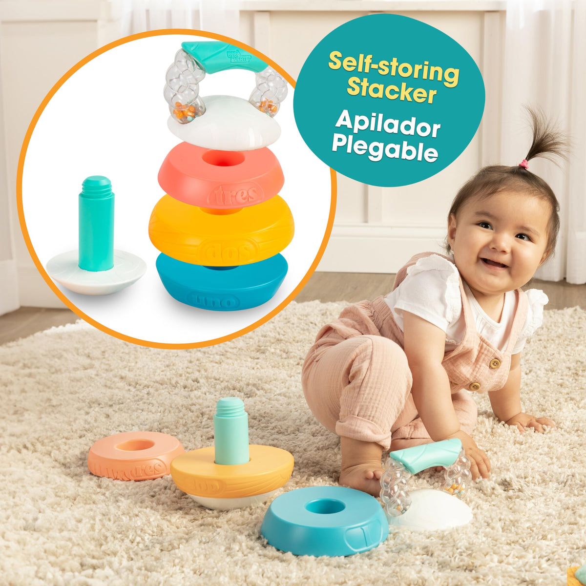 BEBÉ FUERTE Stack and Count Kettlebell Activity Toy by Robin Arzón – Bilingual Stacking Toys for Babies & Toddlers