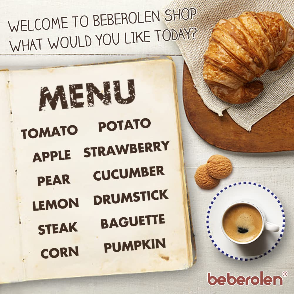 Beberolen Wooden Play Food Sets for Kids – Realistic Cutting Fruit & Pretend Kitchen Toys