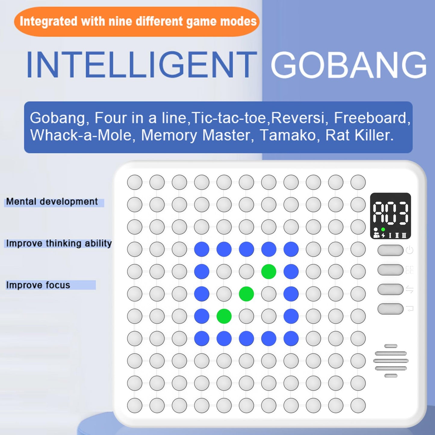 BEBESIRI Smart Chessboard — 9 AI Games, 5-in-a-Row & 4-in-a-Row, Portable Educational Board for Kids