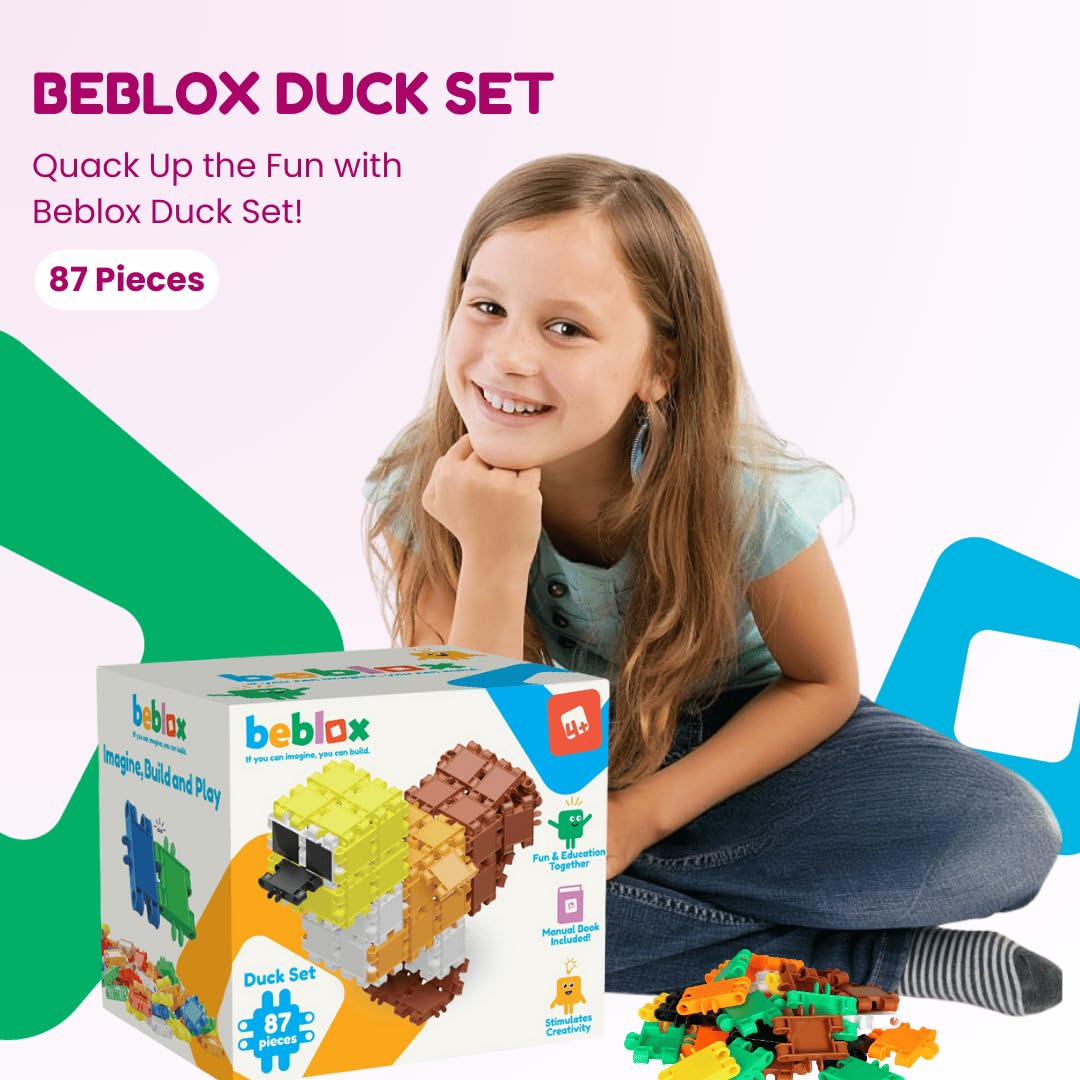 BEBLOX Duck Set - 87-Piece Interlocking Blocks for Kids | STEM Toy