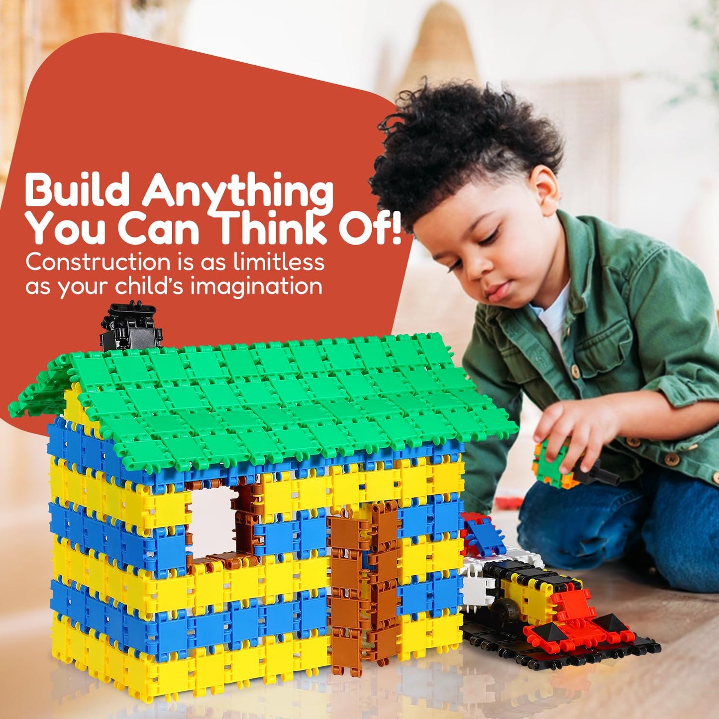 BEBLOX 250-Piece Building Blocks for Kids | Interlocking STEM Tiles