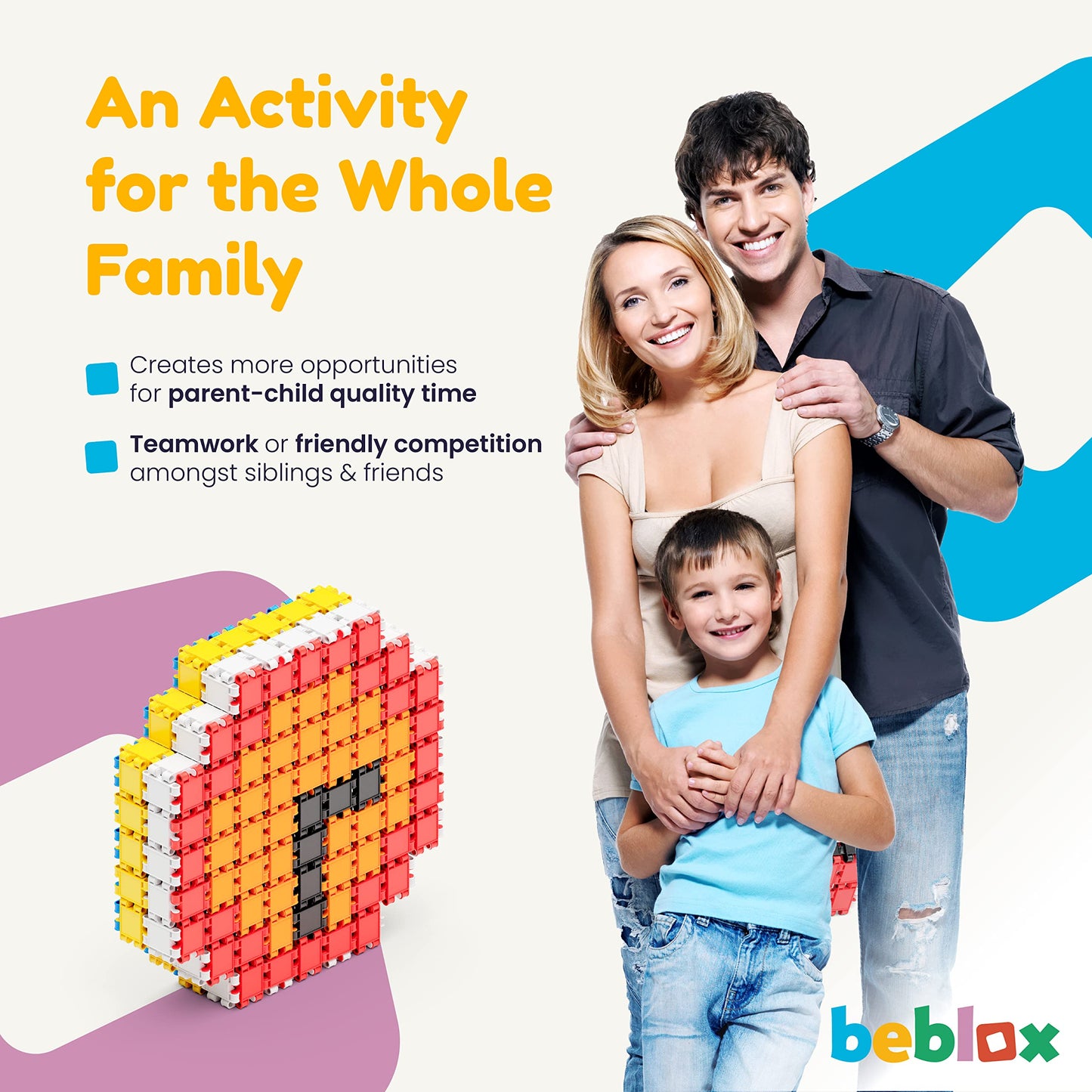 BEBLOX 250-Piece Building Blocks for Kids | Interlocking STEM Tiles