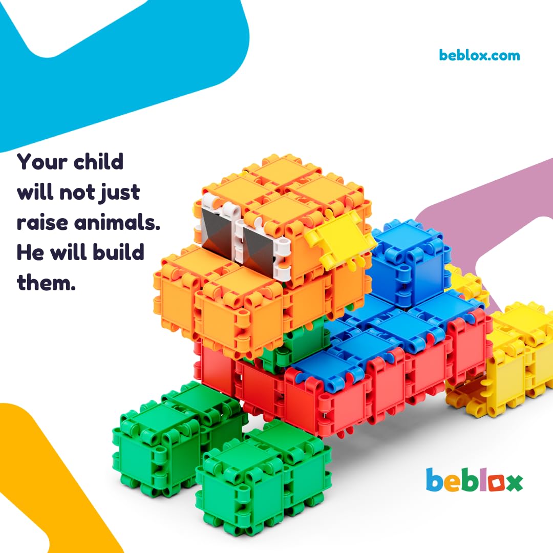 BEBLOX 250-Piece Building Blocks for Kids | Interlocking STEM Tiles
