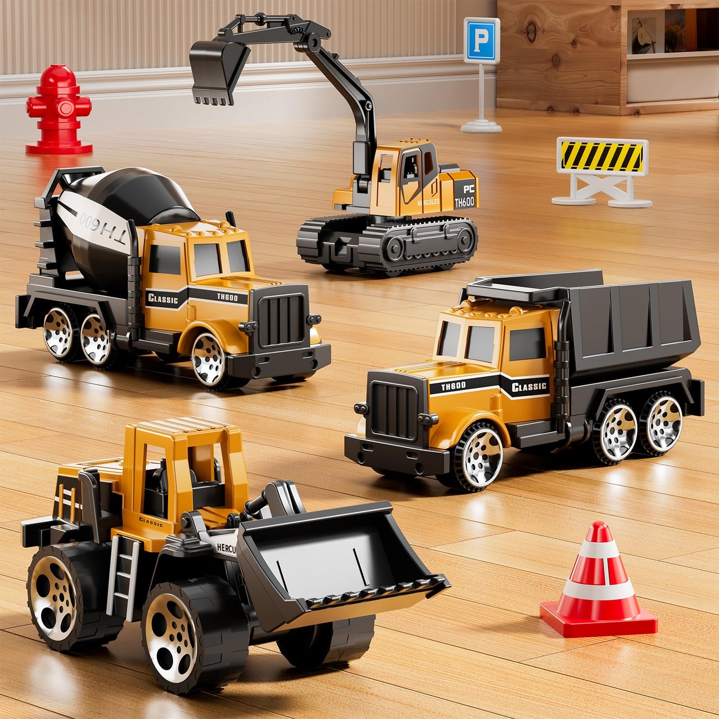 Beby Buty Carrier Truck Race Track Toy Set – 3-in-1 Construction Truck with Tower Crane, Light & Sound