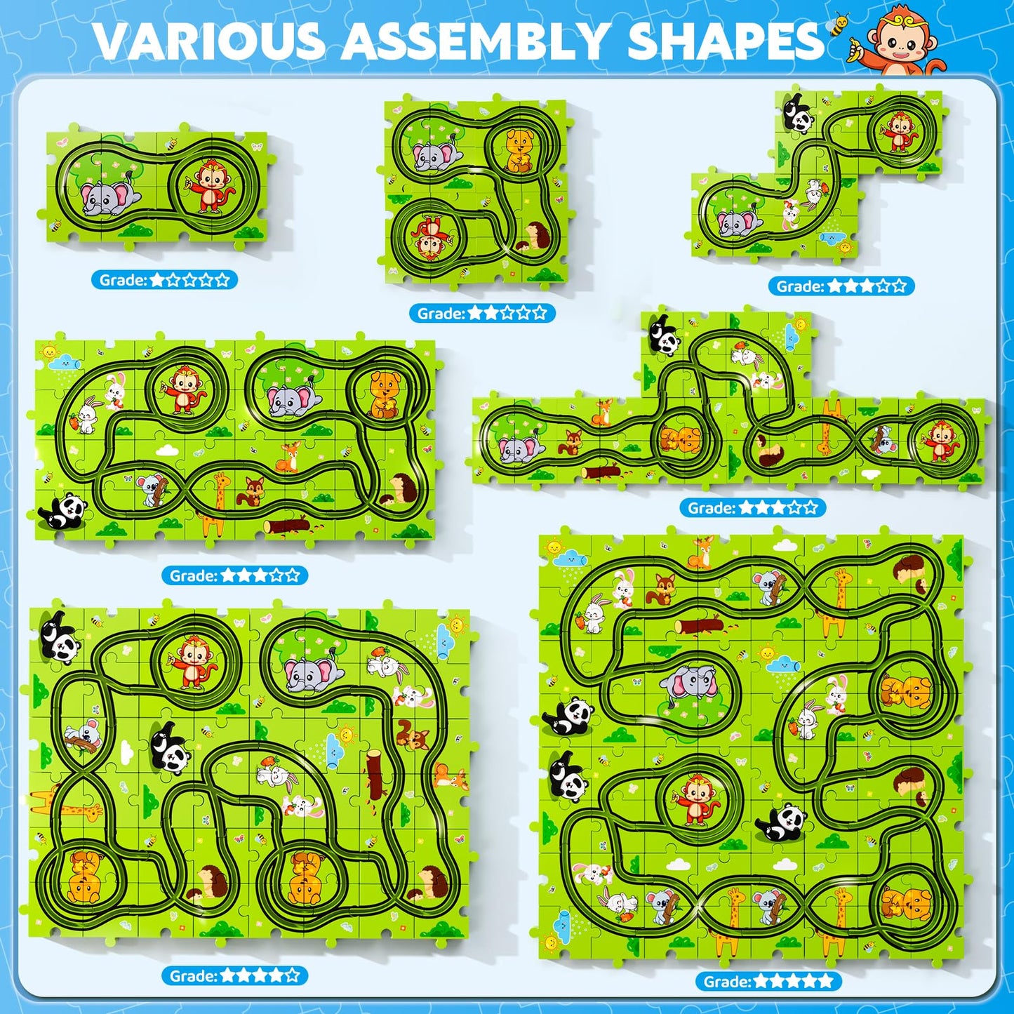 Beby Buty 64PCS Puzzle Race Track Car Set – Kids Floor Toy for Ages 3-6