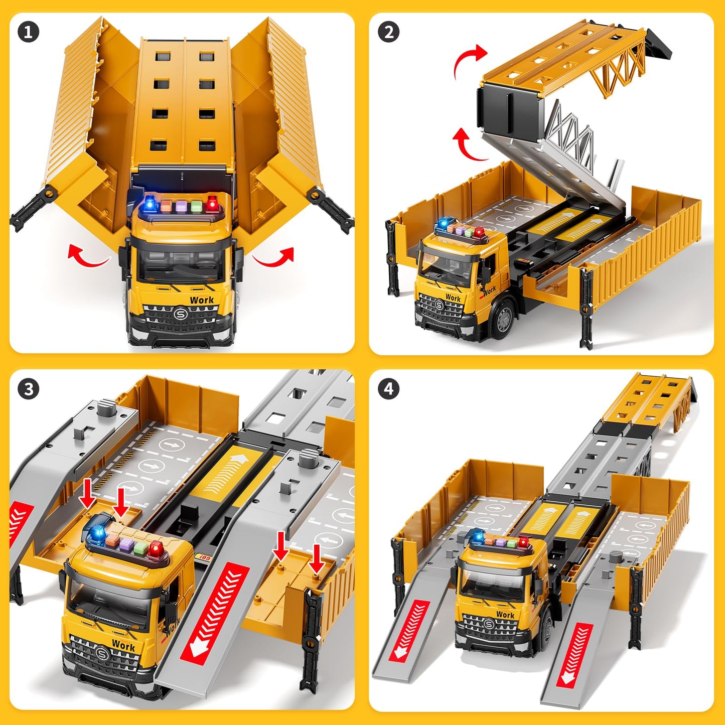 Beby Buty Carrier Truck Race Track Toy Set – 3-in-1 Construction Truck with Tower Crane, Light & Sound