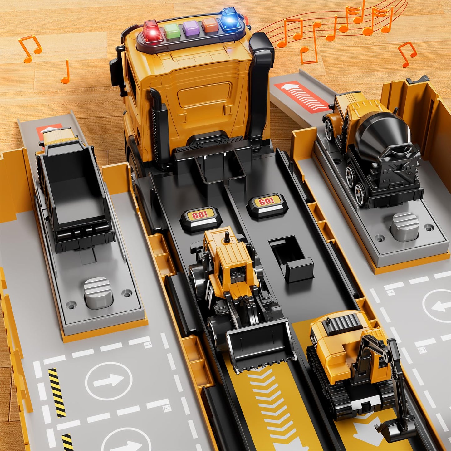 Beby Buty Carrier Truck Race Track Toy Set – 3-in-1 Construction Truck with Tower Crane, Light & Sound