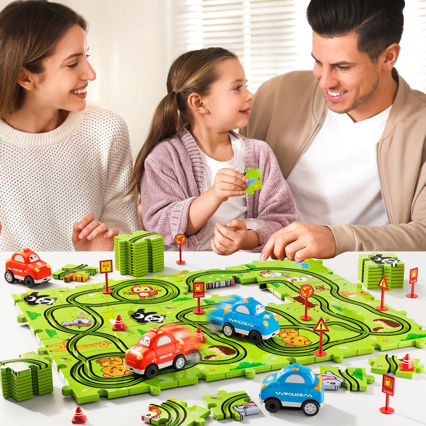 Beby Buty 48-Piece Puzzle Race Track Car Set for Kids | Floor Toy for Ages 3-6