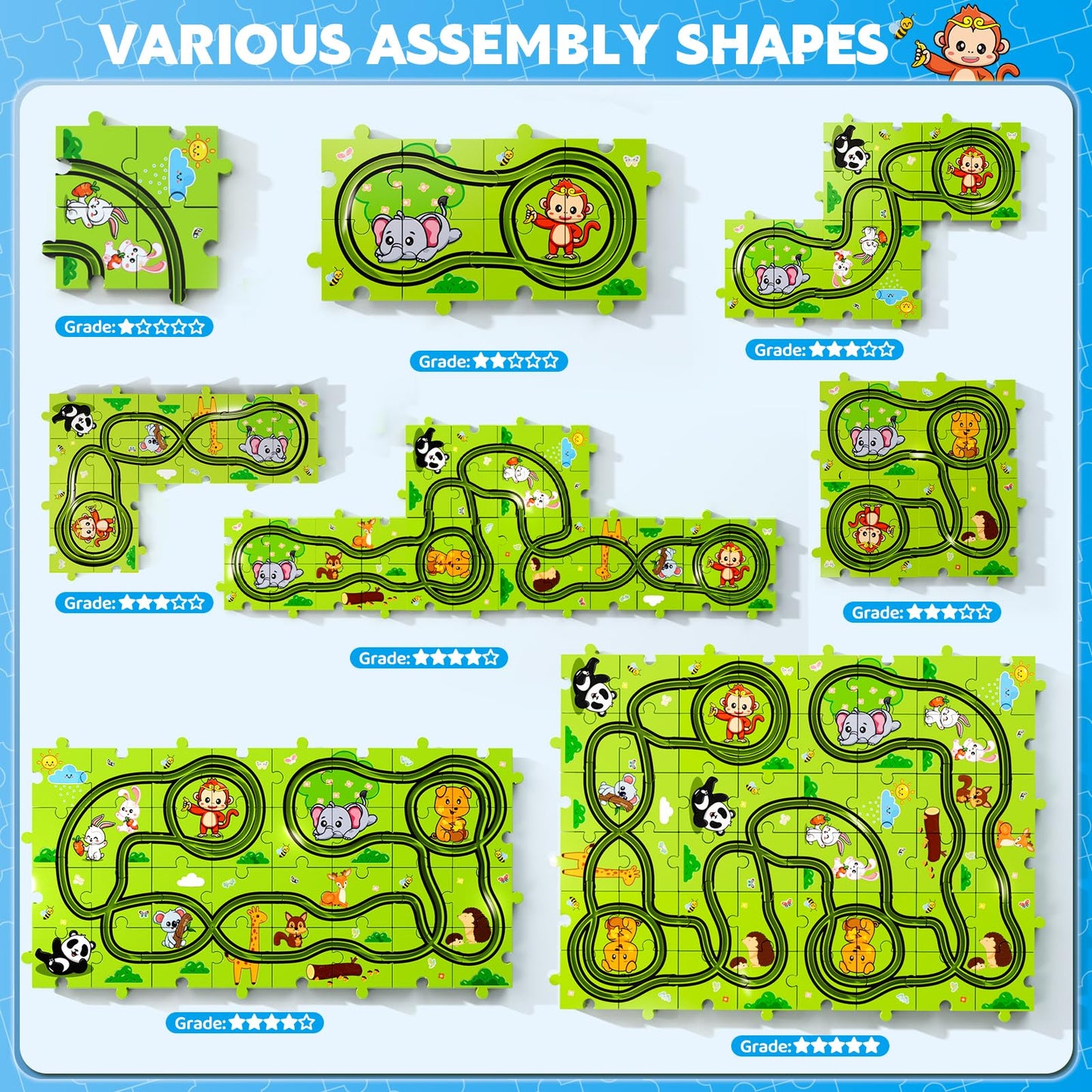 Beby Buty 48-Piece Puzzle Race Track Car Set for Kids | Floor Toy for Ages 3-6