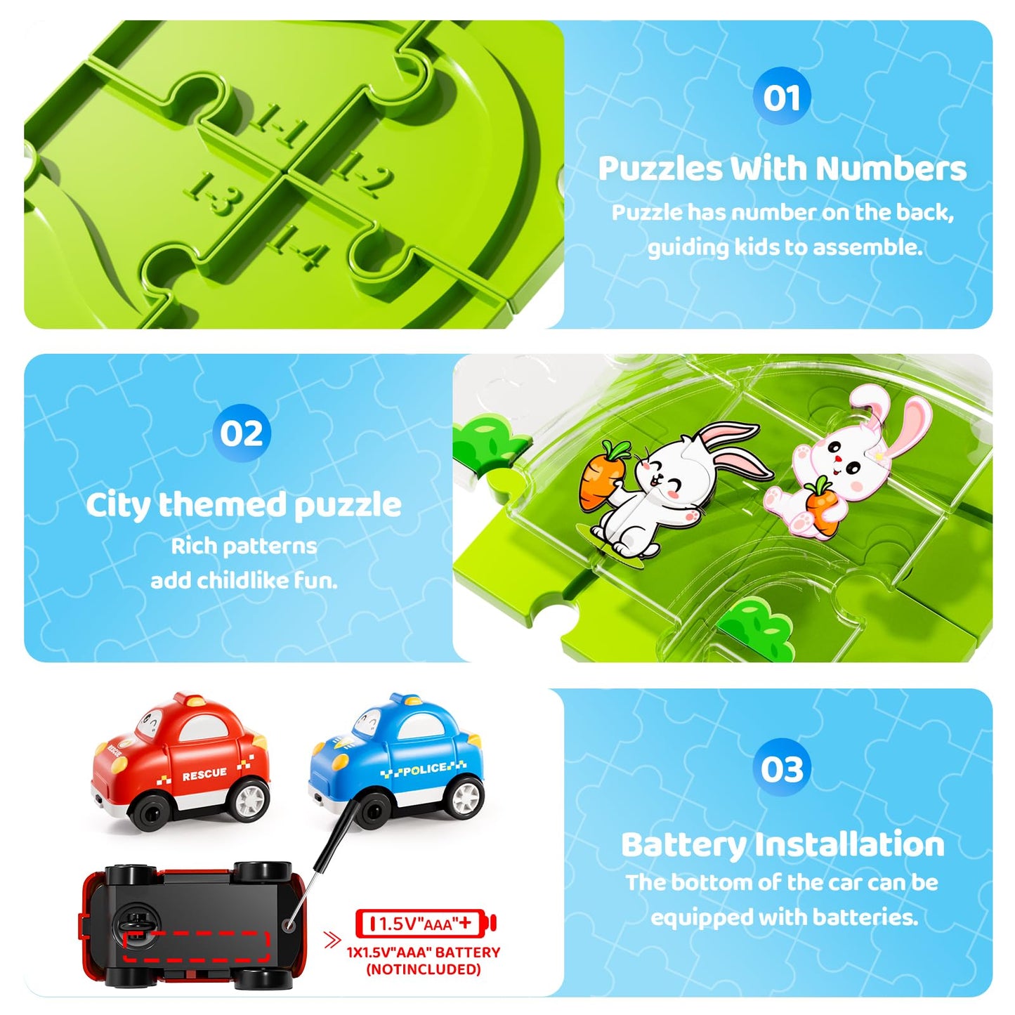 Beby Buty 48-Piece Puzzle Race Track Car Set for Kids | Floor Toy for Ages 3-6