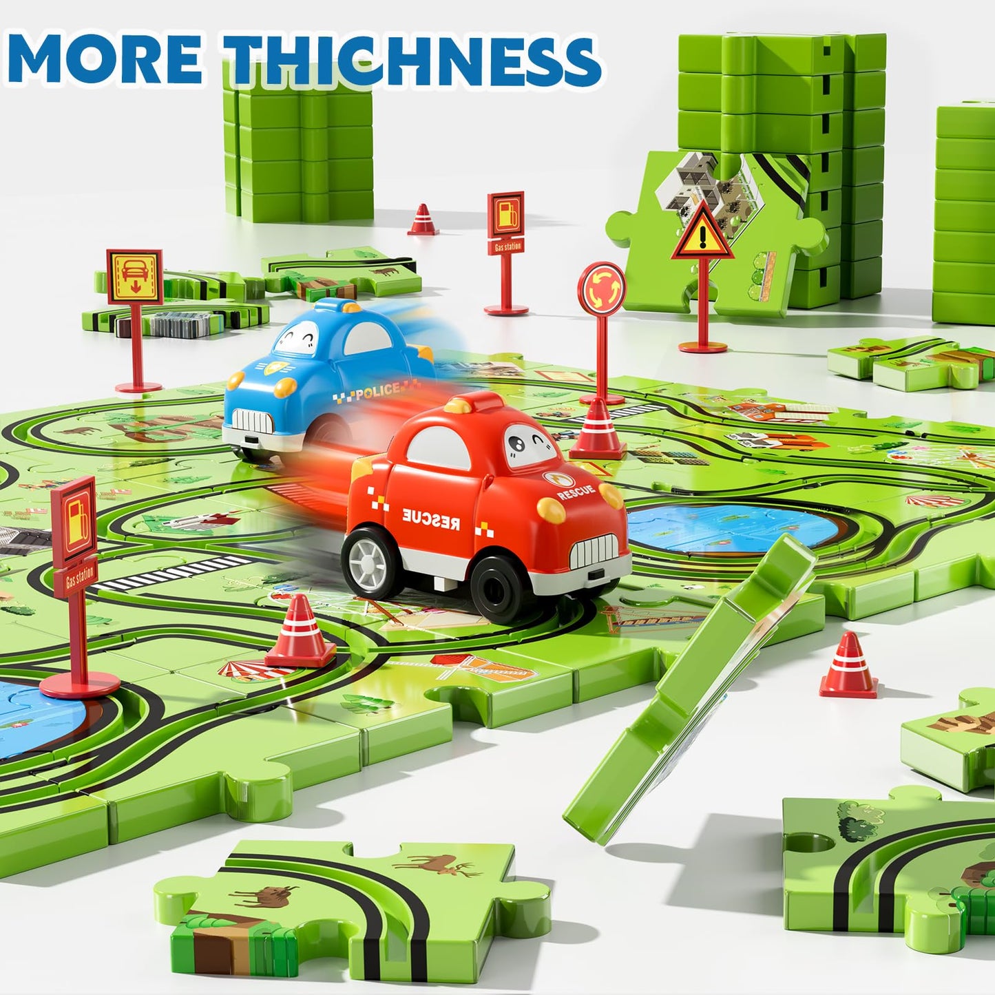 Beby Buty 48PCS Puzzle Race Track Car Set – Floor Toy for Toddlers & Kids Ages 3-6