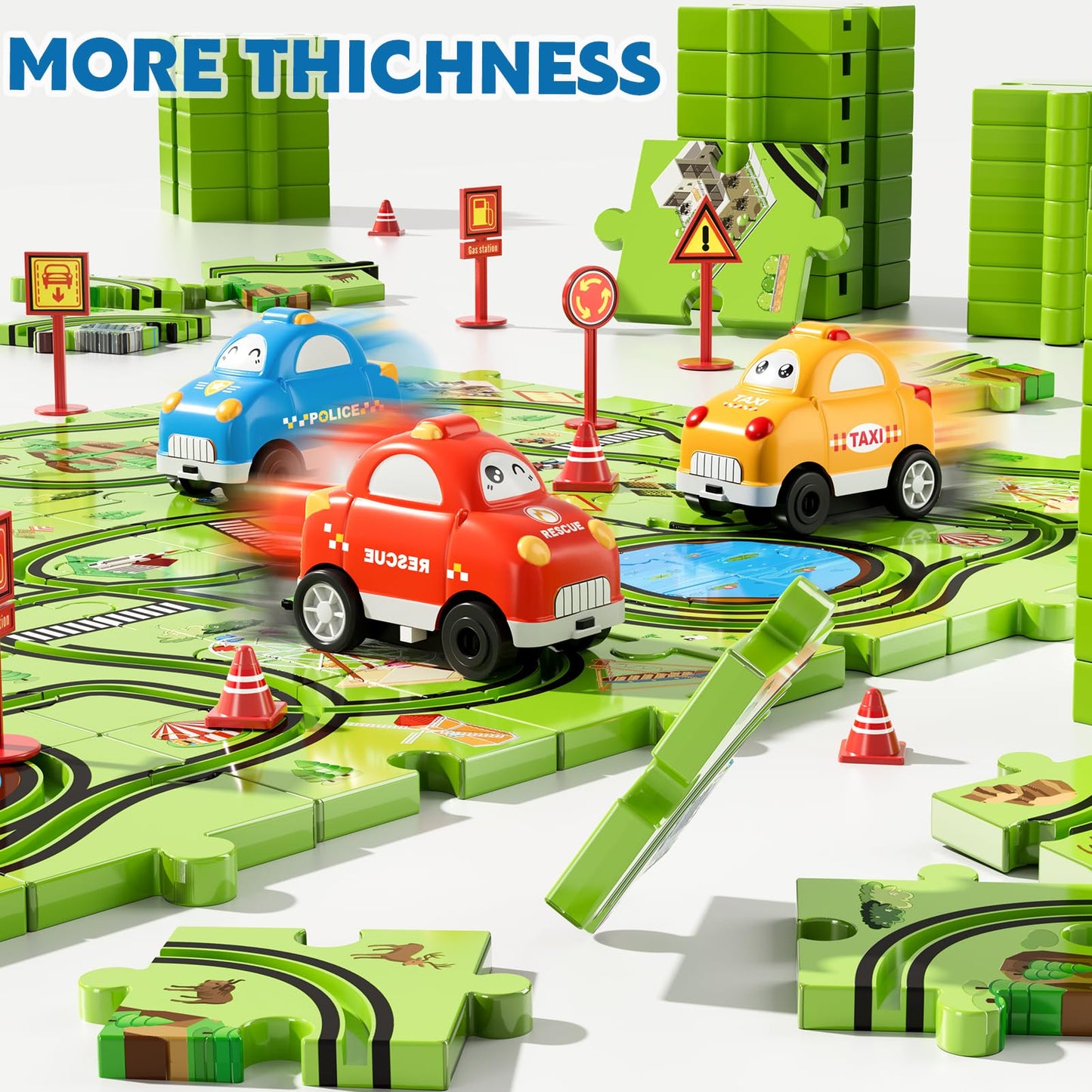 Beby Buty 64PCS Puzzle Track Car Set – Creative Floor Toy for Kids Aged 3-6
