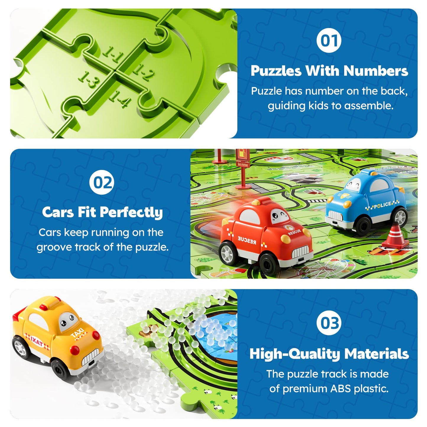 Beby Buty 64PCS Puzzle Track Car Set – Creative Floor Toy for Kids Aged 3-6