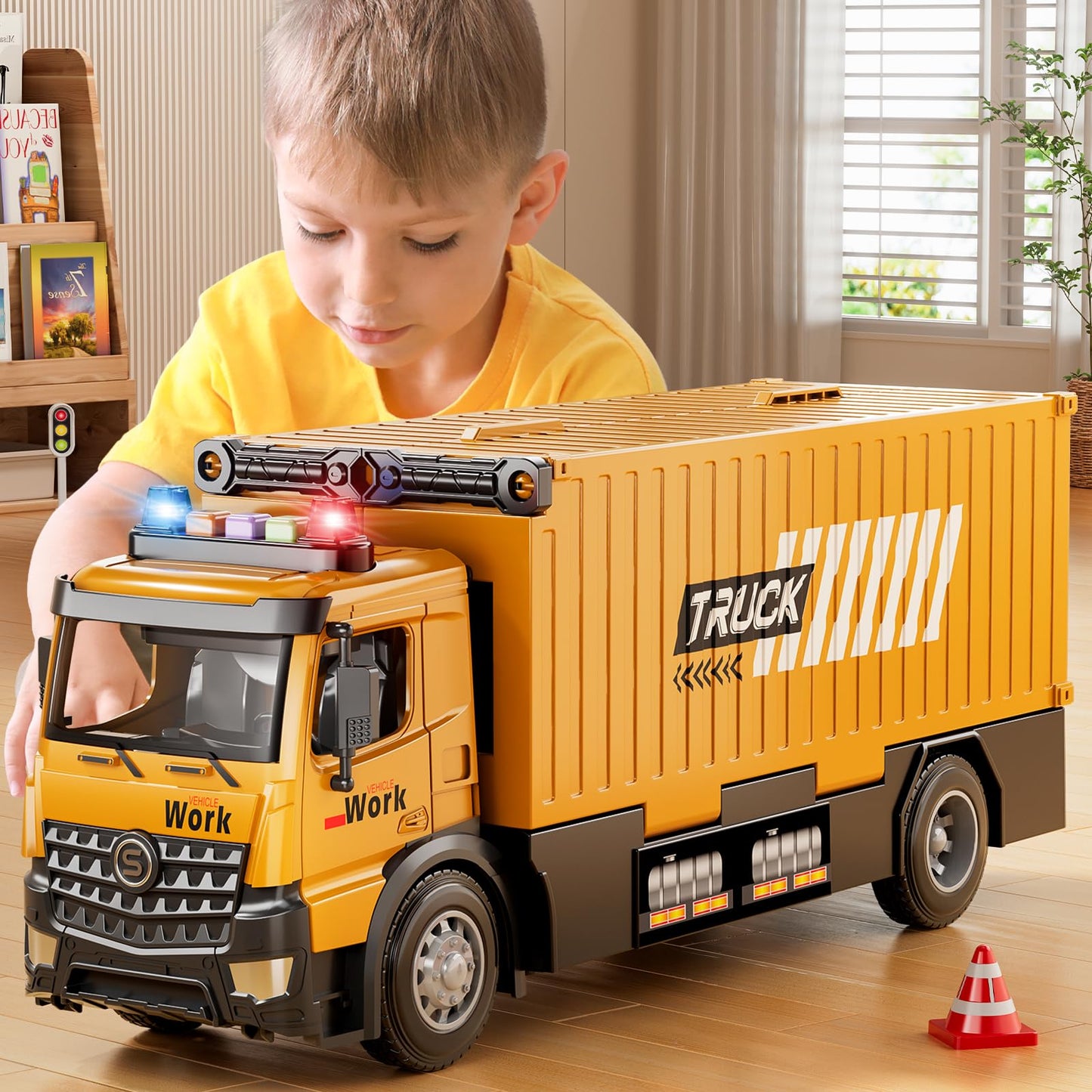 Beby Buty Carrier Truck Race Track Toy Set – 3-in-1 Construction Truck with Tower Crane, Light & Sound