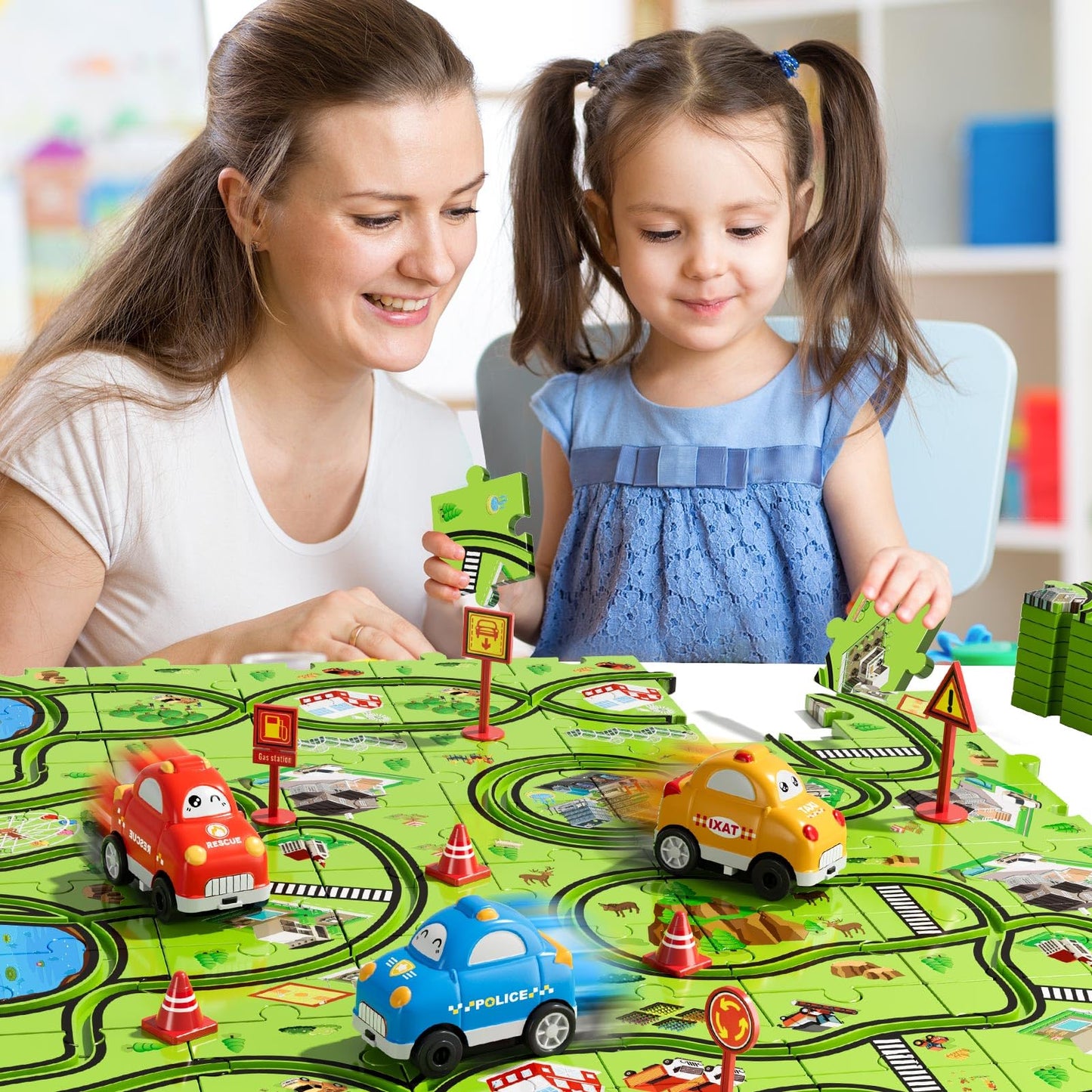 Beby Buty 64PCS Puzzle Track Car Set – Creative Floor Toy for Kids Aged 3-6